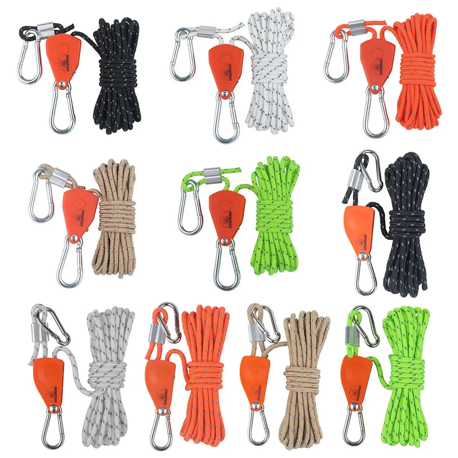 Pulley Ratchet Rope Hanger, Heavy Duty with Carabiner Fast Locking  Wind Rope for Awning Tents  Backpacks