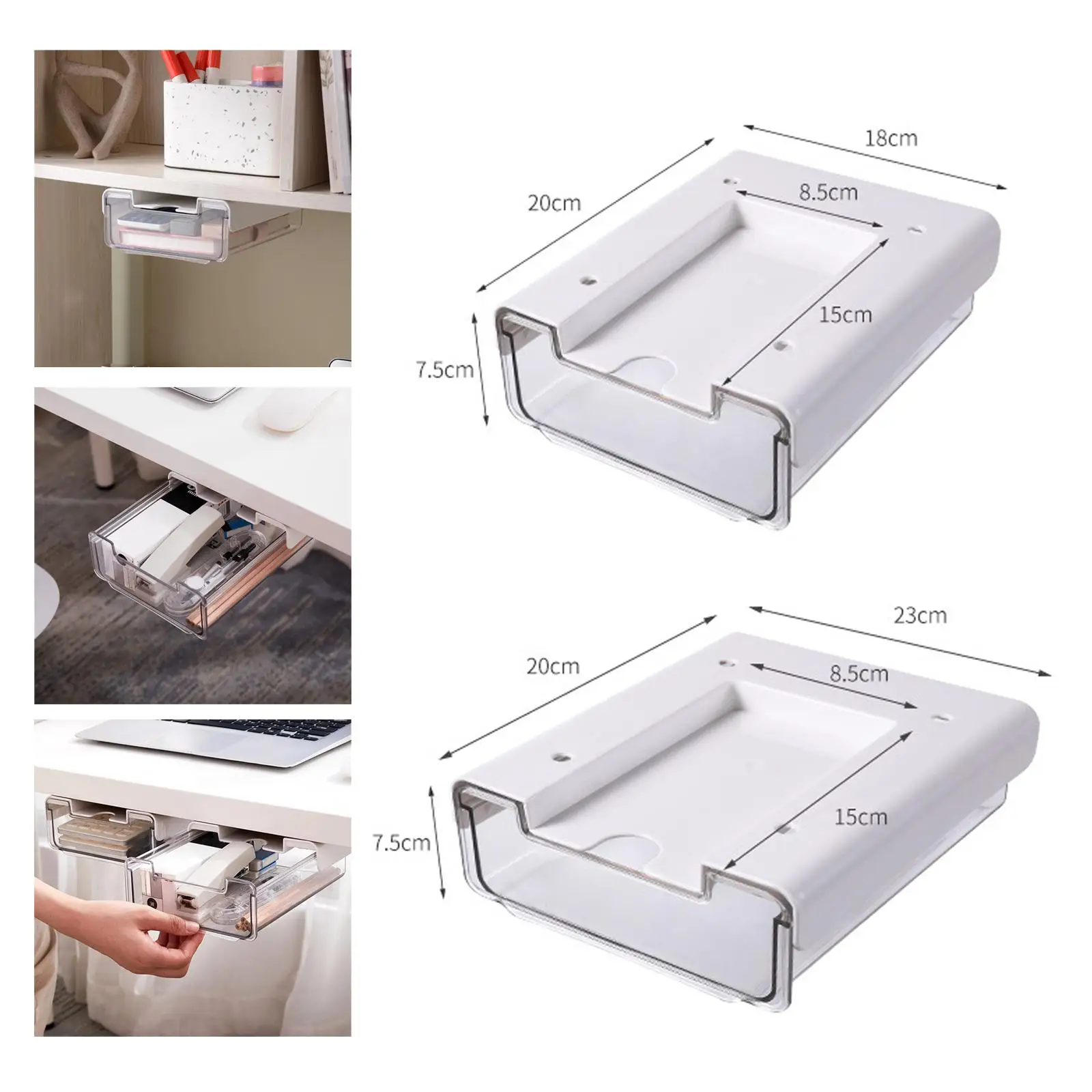 Hidden Drawer Type Storage Box Sliding Drawer Box Storage Organization File Holder Self Adhesive for Storage Desktop Kitchen