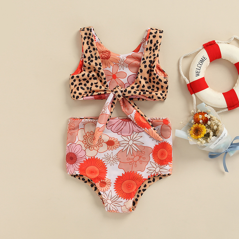 leopard floral swimsuit