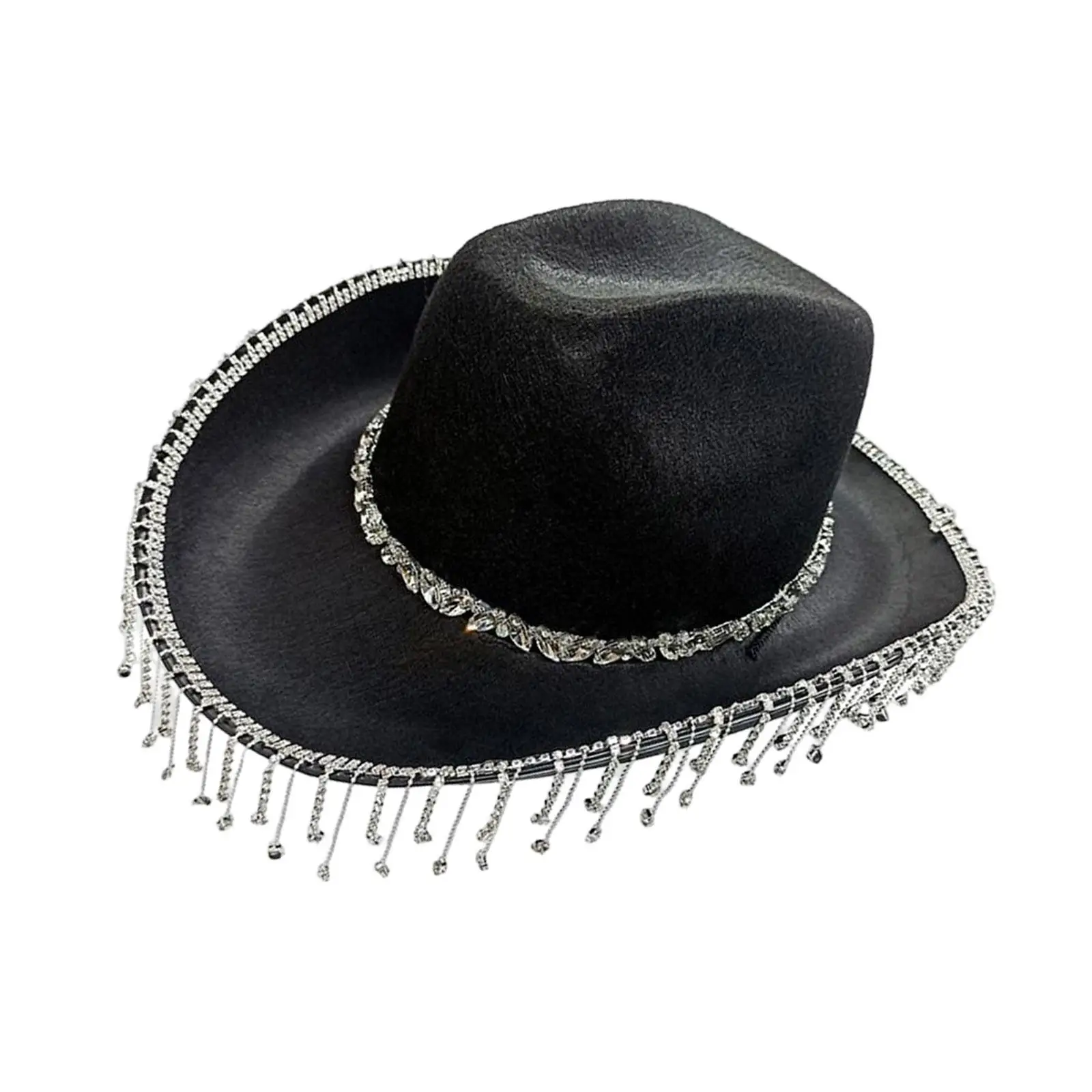 Wide Brim Hat Fancy Dress Bridal Engagement Party Women Western Cowboy Hat