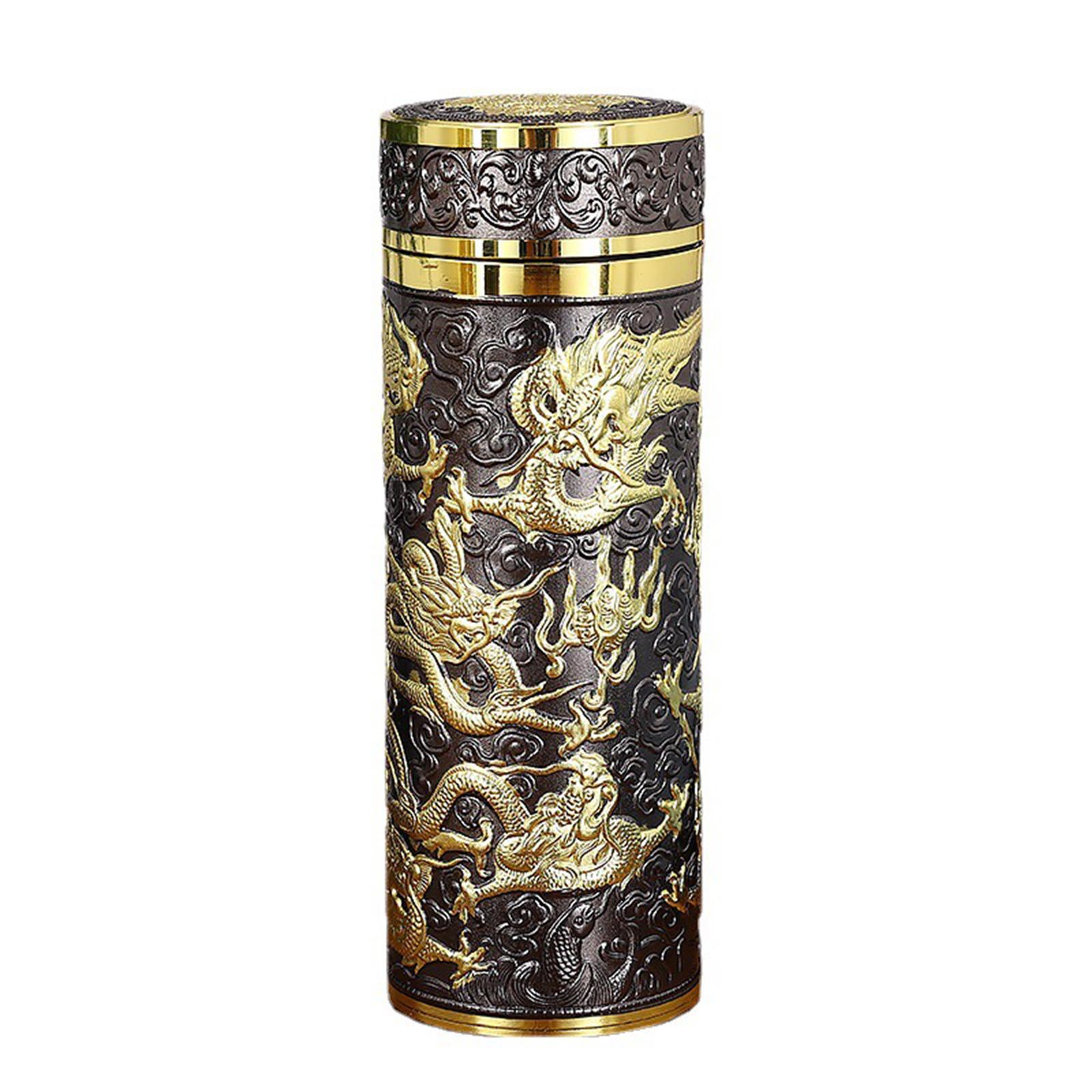 Chinese Dragon Insulated Water Bottle for Road Trips, Sporting Events, Car Diameter x Height 7x19cm Hand Wash Recommended