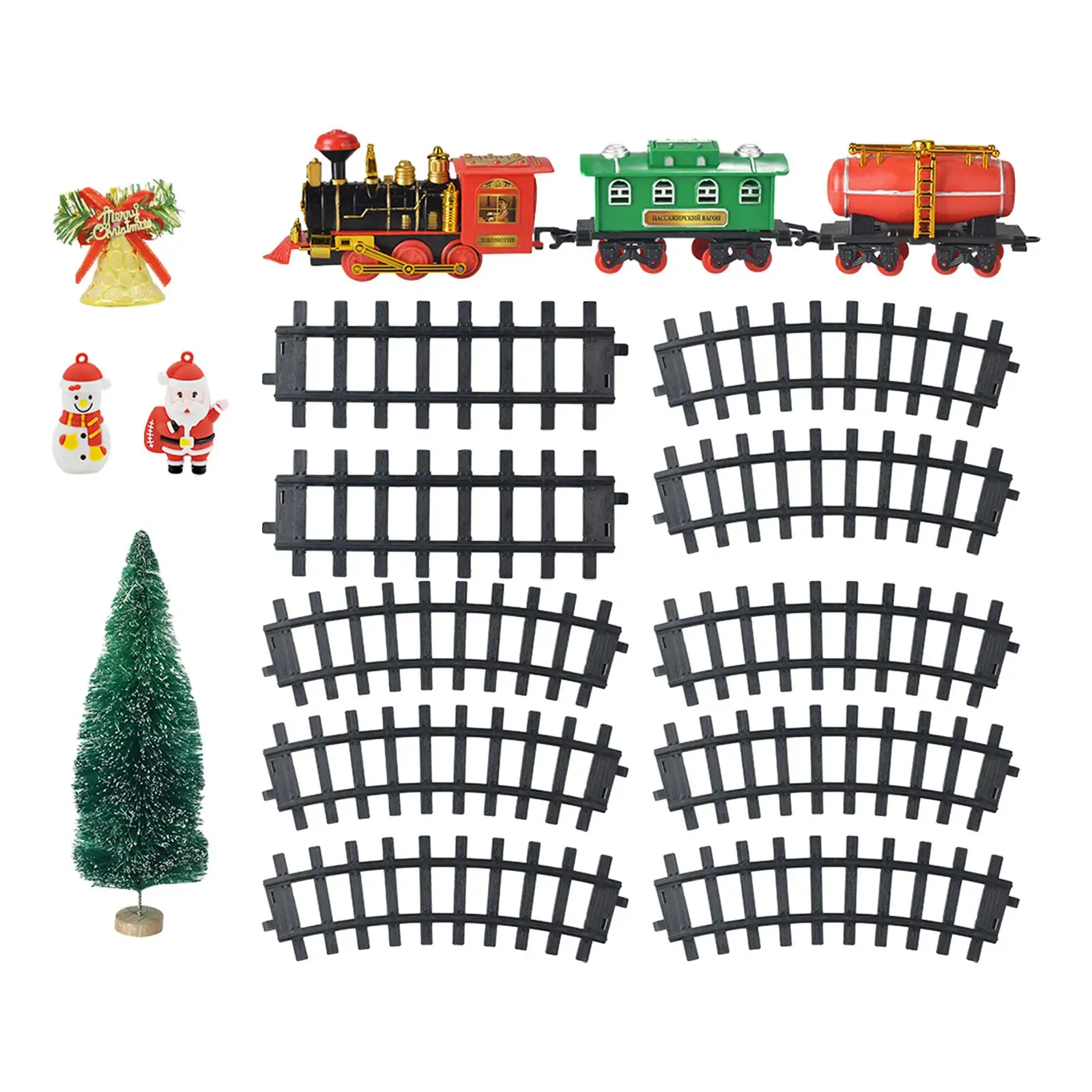 Kids Electric Train Set Christmas Train Carriages Tracks Battery Powered DIY Electric Train Tracks for Boys Girls Birthday Gifts