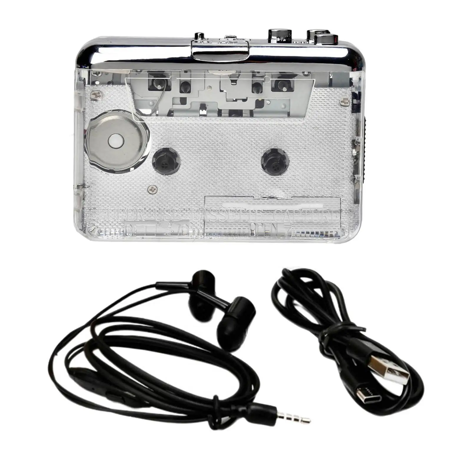 USB Cassette Tape to MP3 CD Cassette Player Type C Cable Powered Batteries Powered Converter for Laptop PC for Windows XP/7