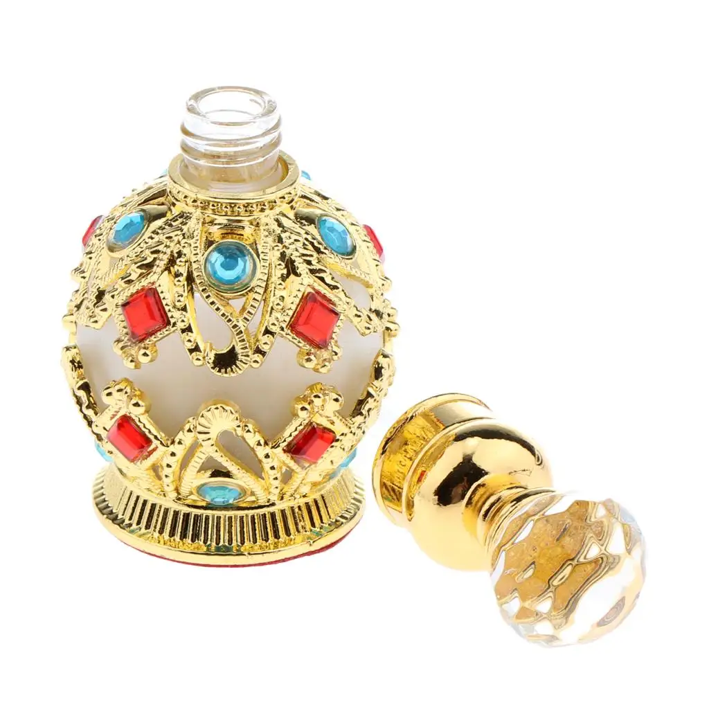  Retro Rhinestones Glass Makeup Container for Perfume Essential Oil Cosmetic Bottle (15ML)