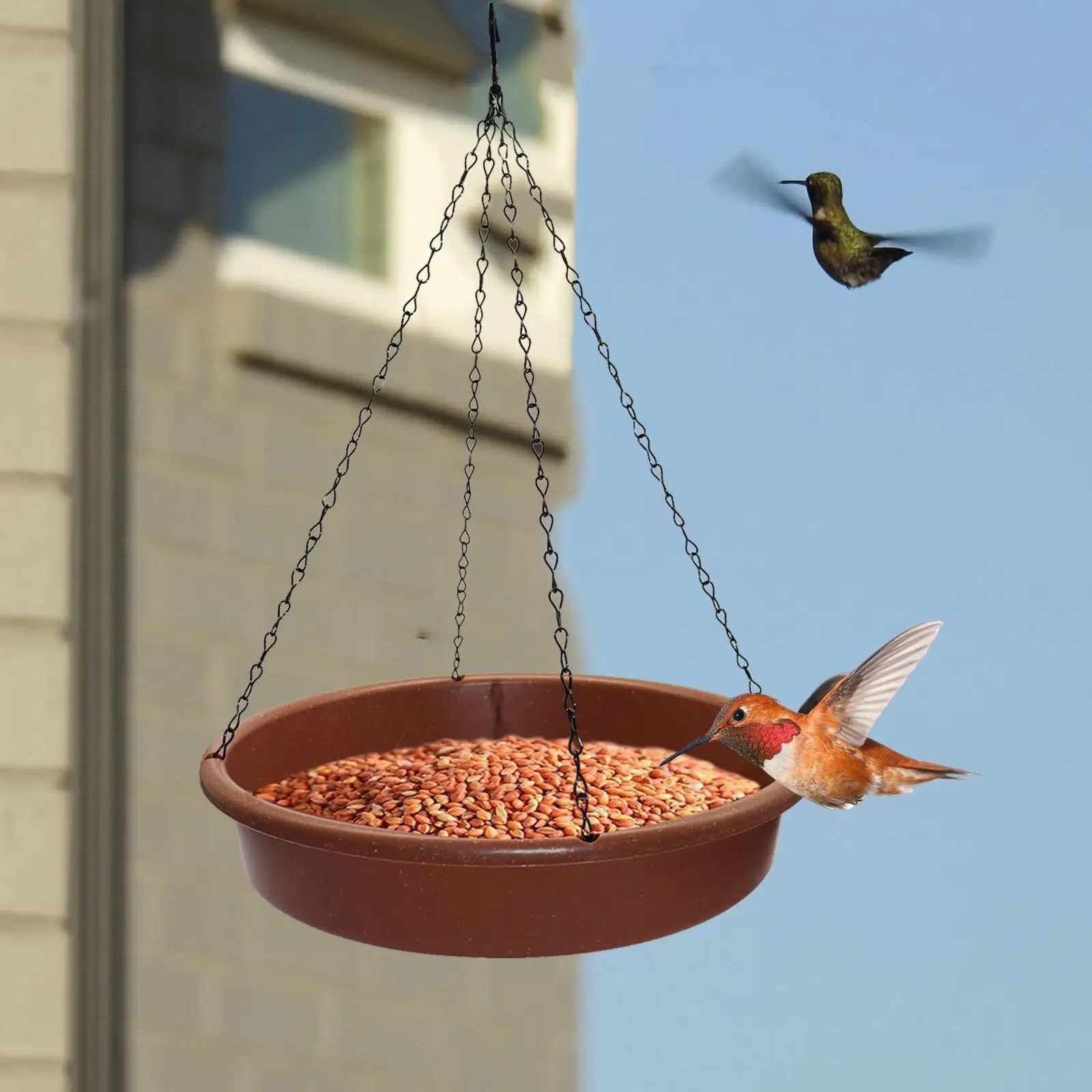 Bird Feeding Dish Tray Platform Feeder Bird Water Bowl Hanging Bird Bath for Outdoor Outside Patio Parrot Tree