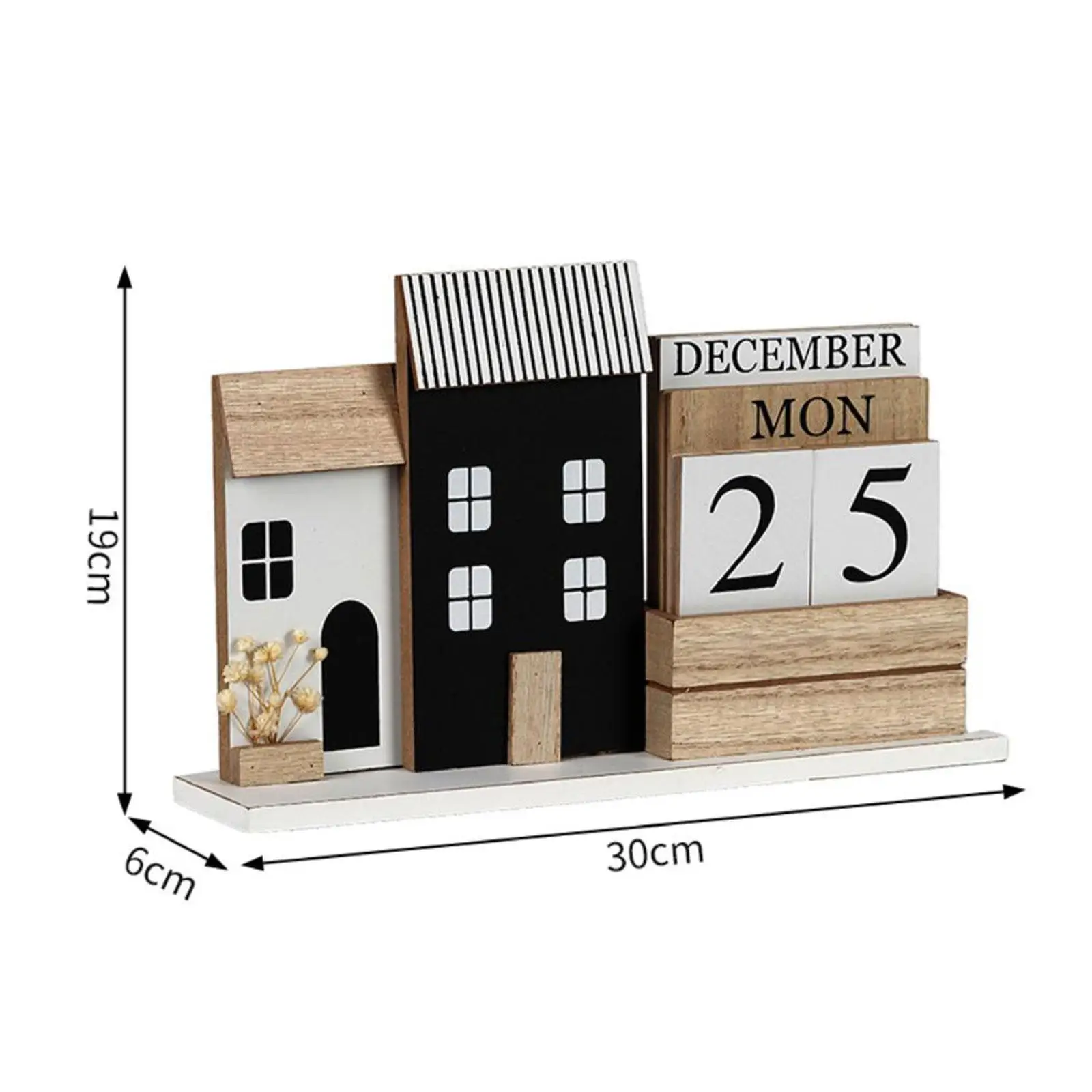 Perpetual Calendar Photo Props Retro Table Wood Block Perpetual Calendar for Birthday Office Housewarming Home