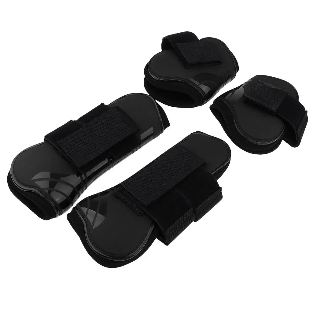 4 Pack Shock Absorb Fetlock and Tendon Boots for Horse  Jumping, Riding, Eventing, Dressage - Adjustable