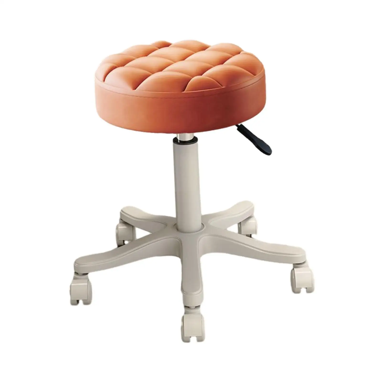 PU Leather Round Rolling Stool Lift Stool Thick Seat Padding Bar Stool with Wheels for Lab, Housework, Barbershop, Home, SPA
