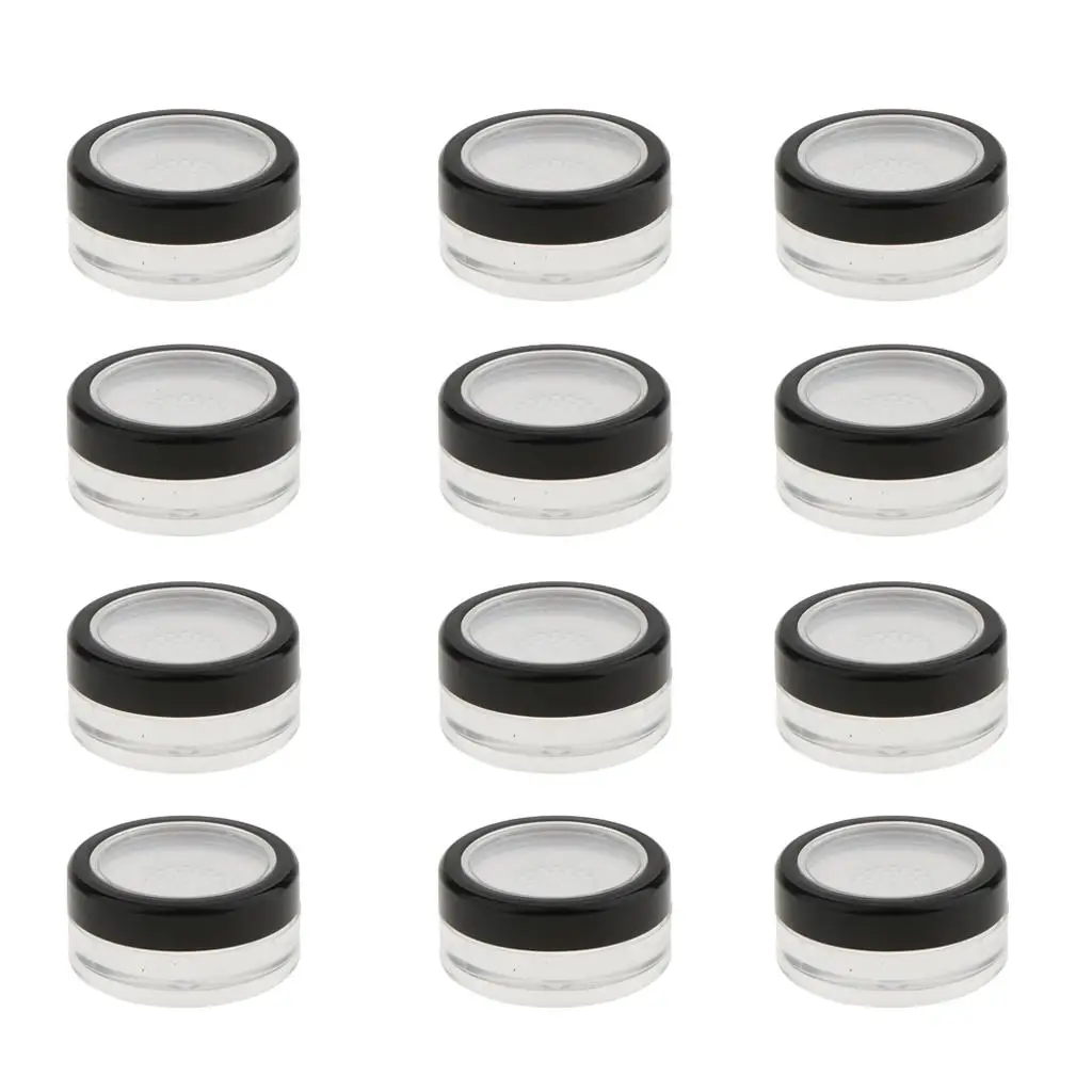Loose   Makeup Container Case Kit, Refillable 12 Boxes  Jar Pot with Sifter 10g
