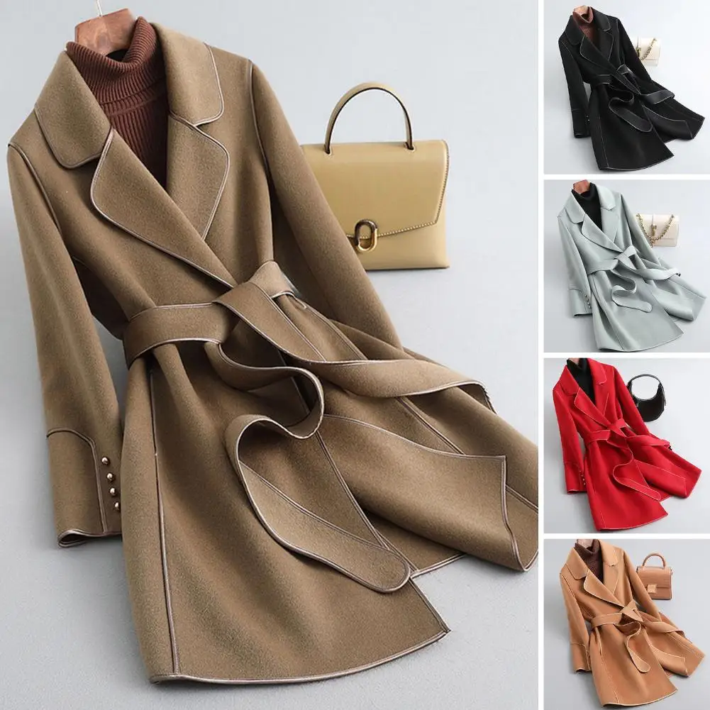 dupla face, outerwear feminino, casaco de caxemira coreano, outono e inverno