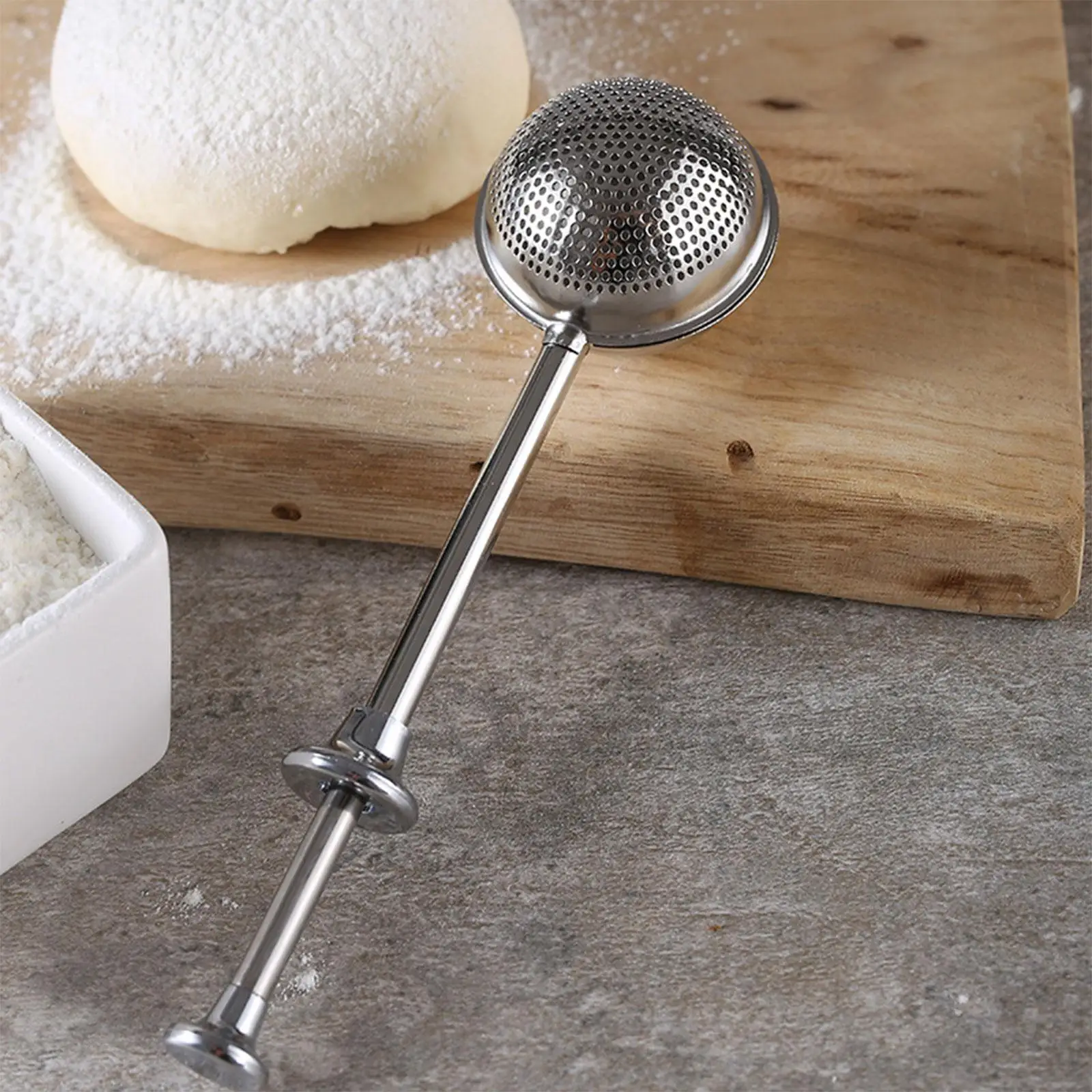 Stainless Steel Flour Sieve Dishwasher Safe Manual Telescopic Powder Spreader for Pastry Cake Decor Tool Home Kitchen Baking