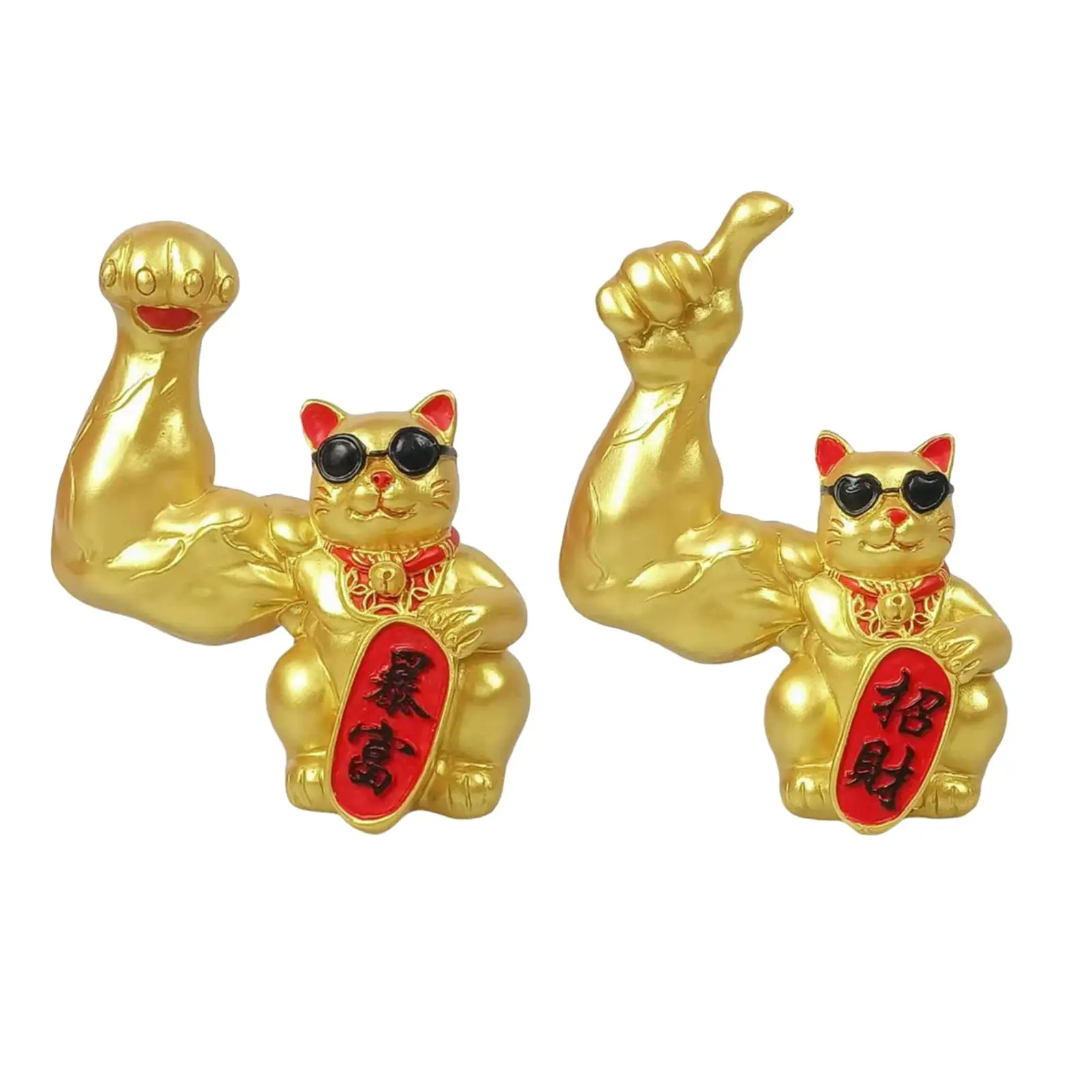 Resin Figurines Sculpture Collectible Ornament Lucky Cat Statues for Tabletop Studio