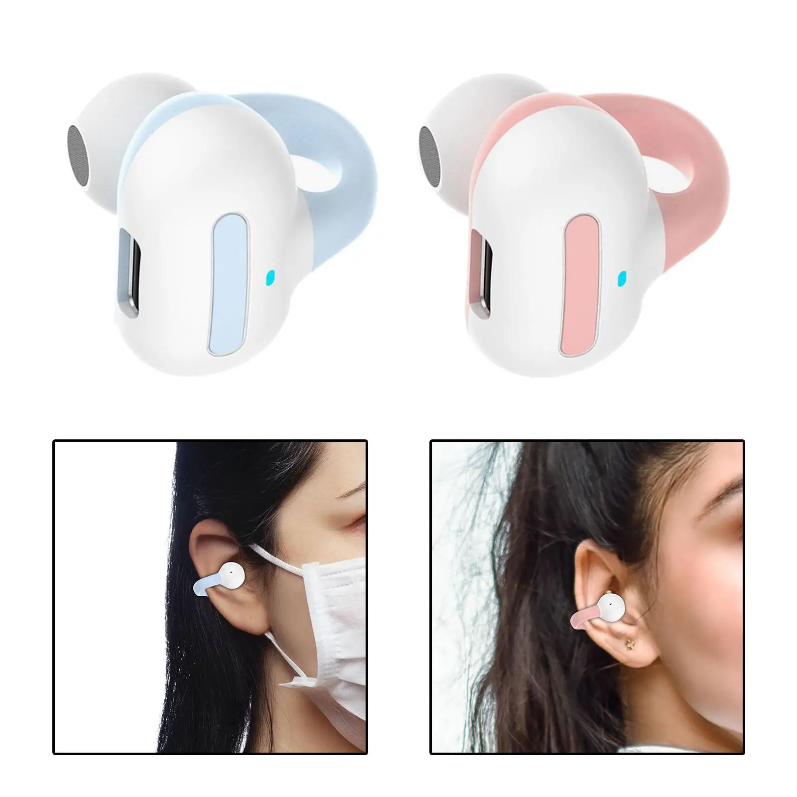 Open Ear Headphones Touch Control Waterproof Wireless Mini Wireless Ear Clip Headphones for Video Music Gym Running Clear Calls
