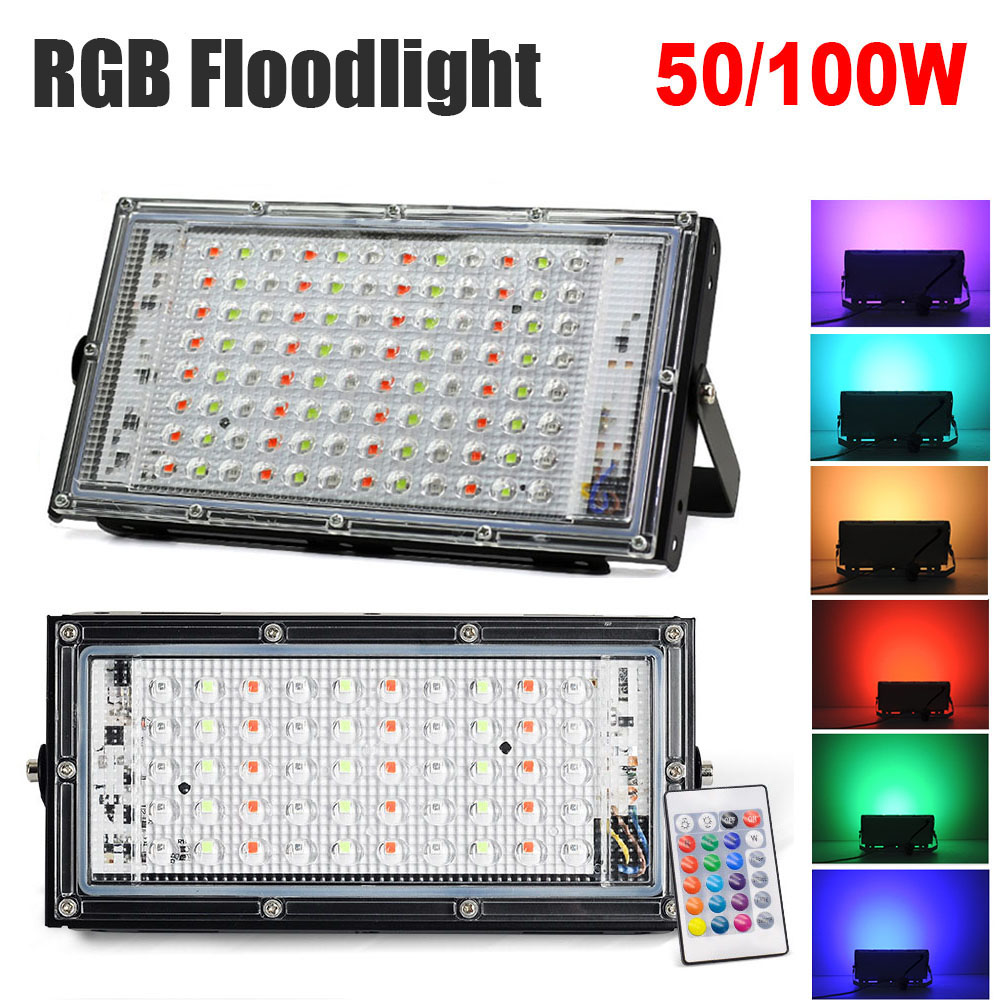 rgb led holofote cor mudança luzes de inundação ao ar livre prova dremote água luz de inundação com controle remoto