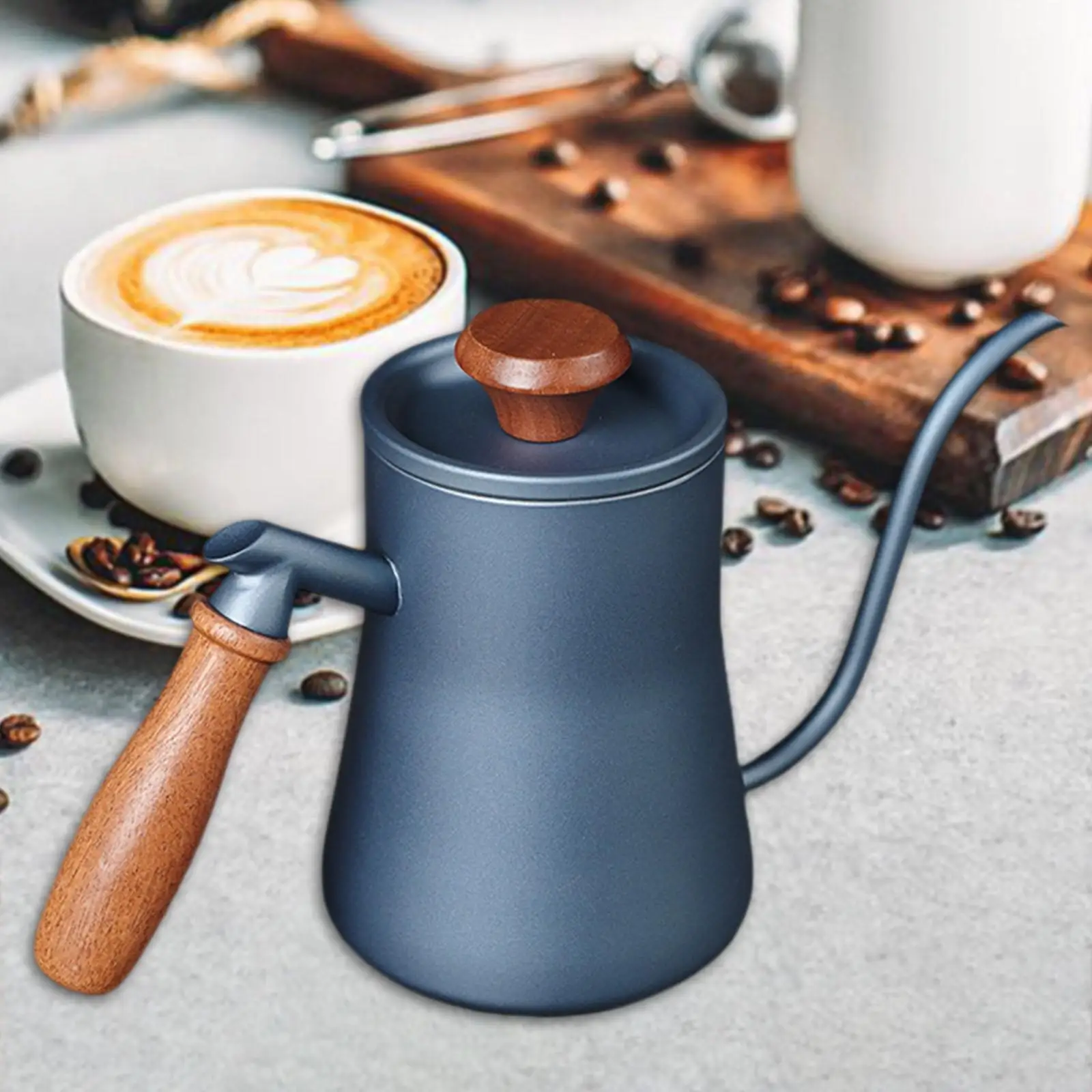 550ml Drip Kettle Wooden Handle with Long for  Outdoor