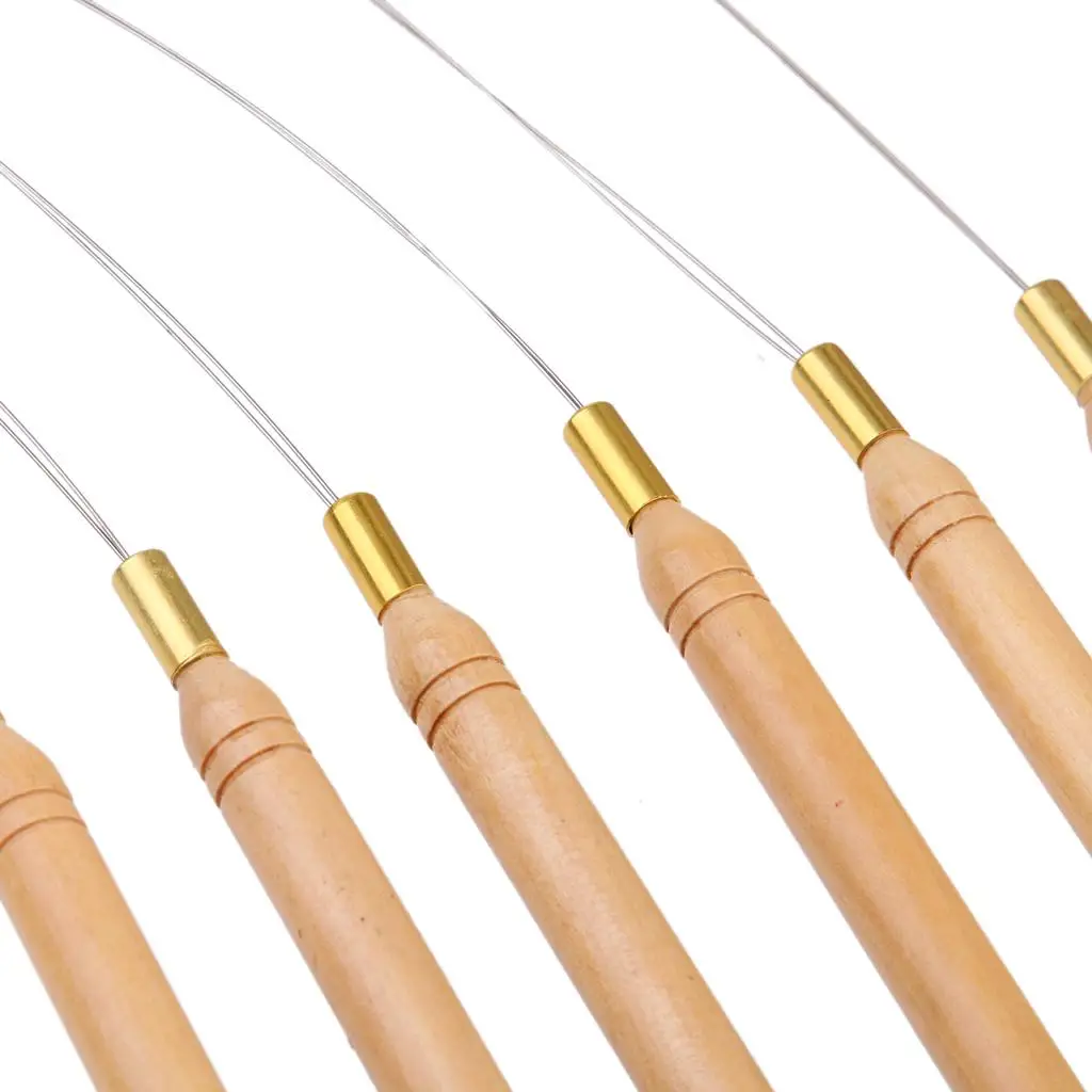 Pack of 12 Micro  Wooden Loop Threader Feather Hook Tool