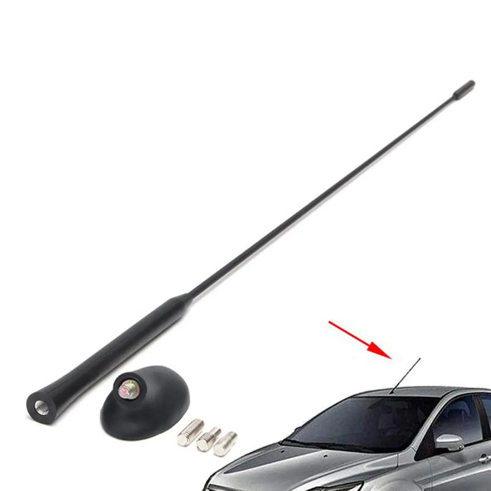 Car Radio Antenna AM/FM Automobiles with Base Easy Installation Roof Mount with 3 Screws Antenna Mast for 00-07
