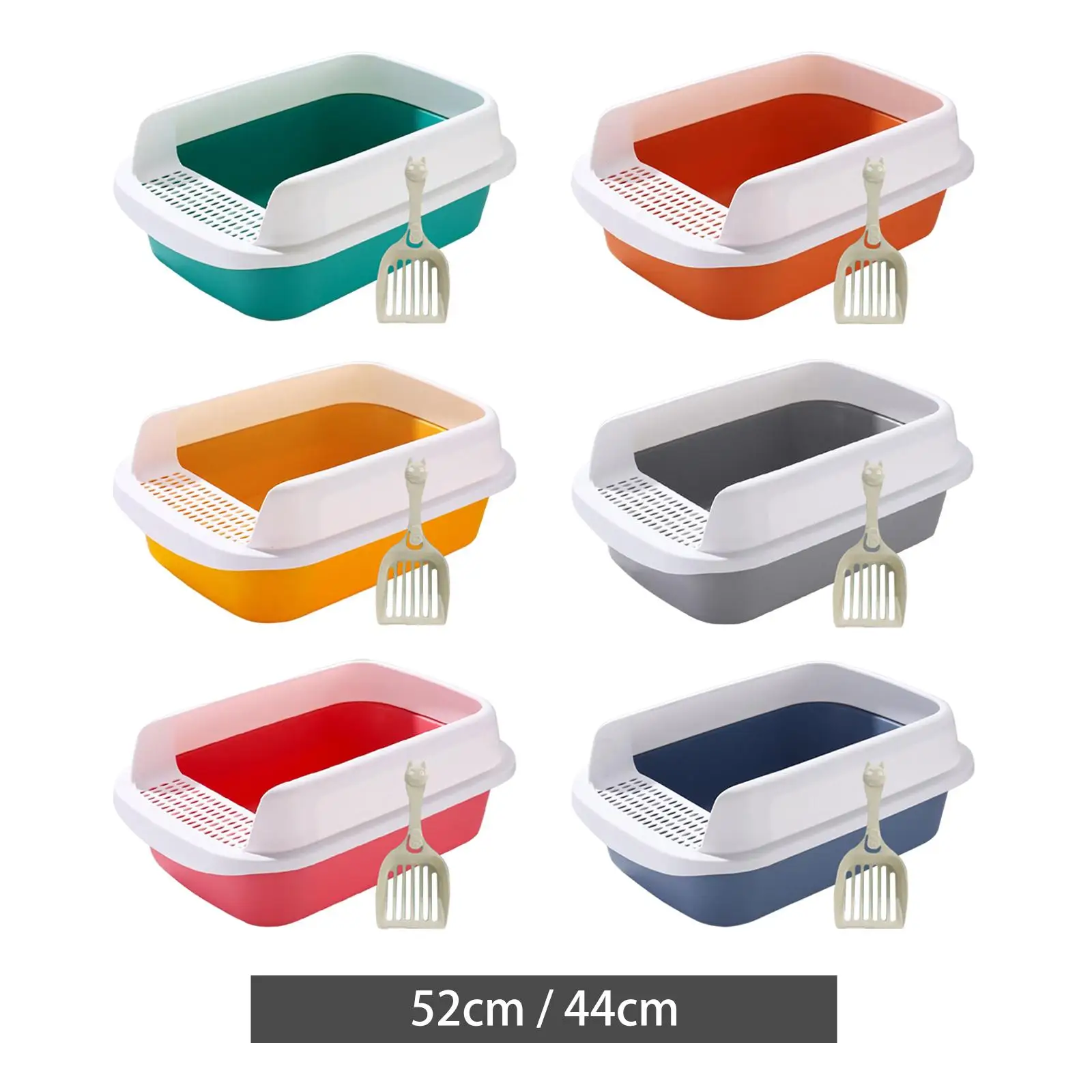 Cat Potty Toilet Heighten Semi Closed Pet Litter Tray Splashproof Bedpan Removable Litter Pan Large Sandbox for Indoor Cats