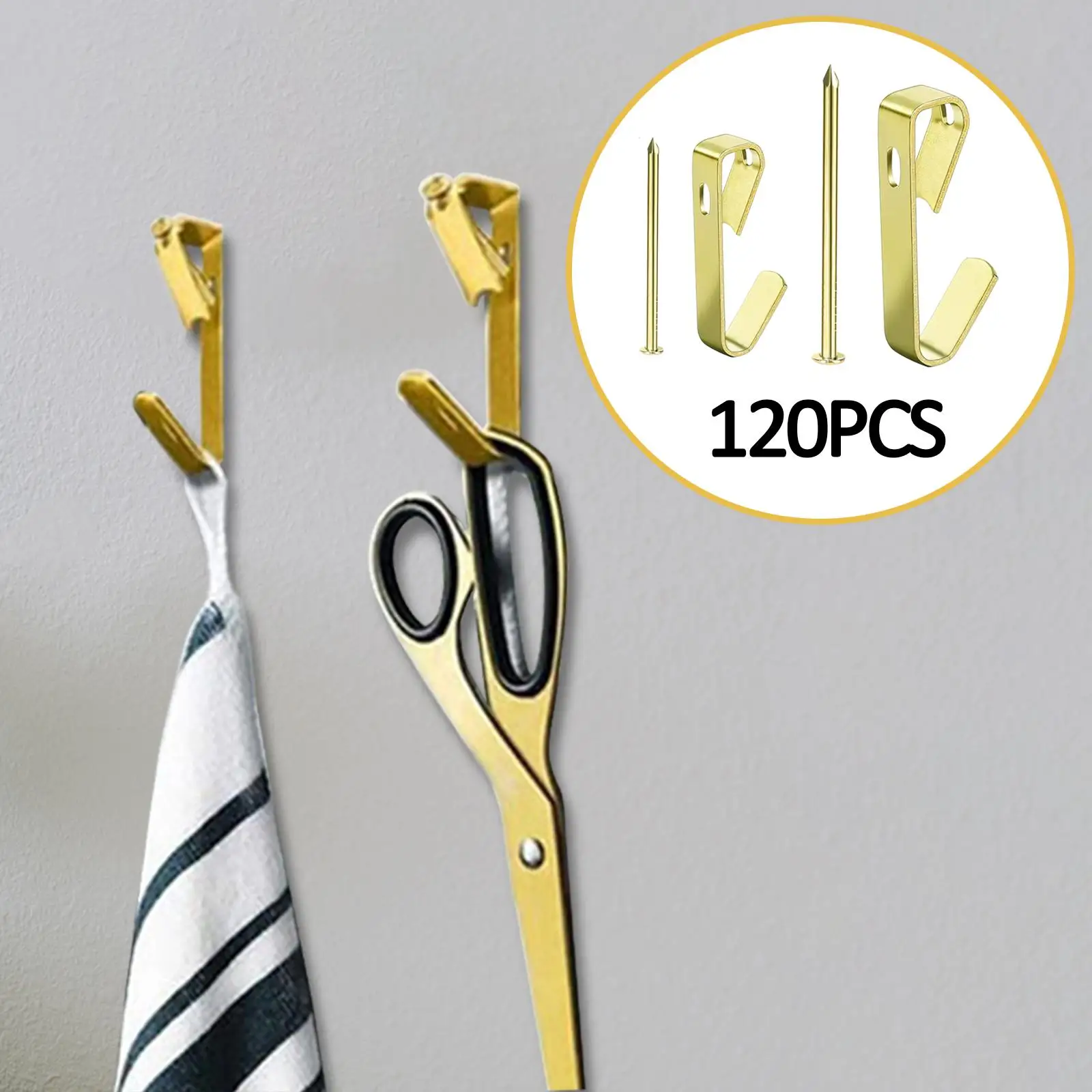120x Picture Hooks with Nails High Heeled Style Painting Hanger Picture Hangers for Mirror Wooden Jewelry Office Fabric Wall