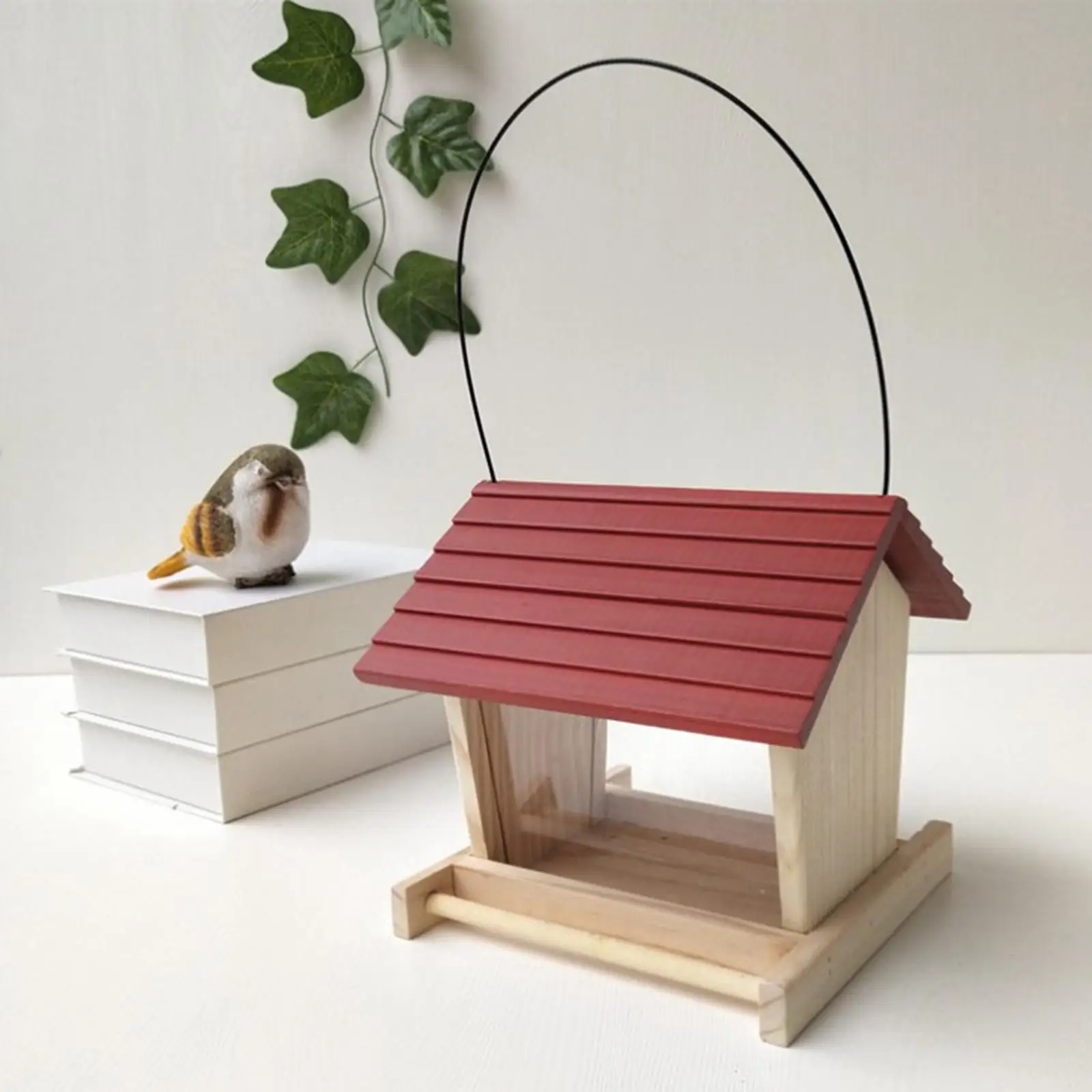 Wooden Handmade Bird Feeder, Tree Hanging Peanut & Seed Bird Feeder Squirrel Proof Feeding Station Garden Hanging