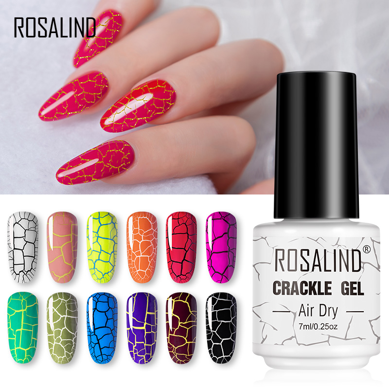 Best of ROSALIND Crackle Gel Nail Polish Classic Color Base Of Nail Varnish Hybrid Manicure Set For UV Semi Permanent Base Top Coat Reviews & Tips