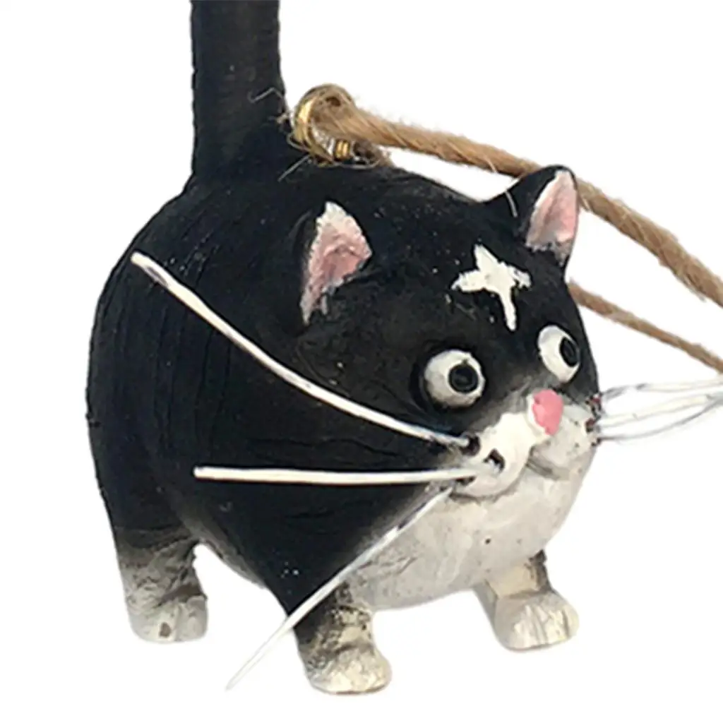 Mini Resin Cat Figurine Christmas Pendant for Black Car Mirror