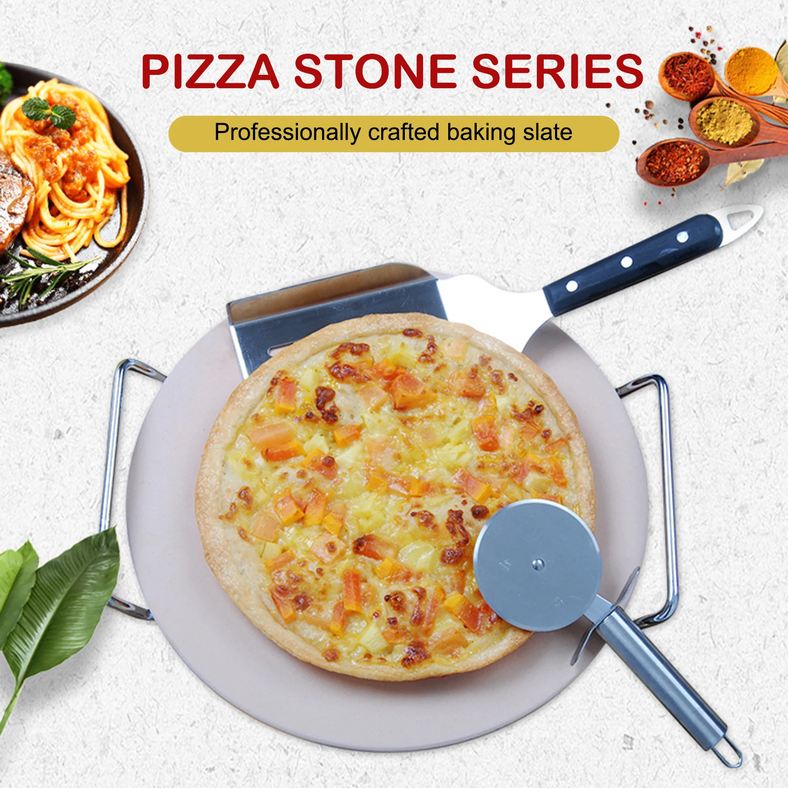 1pc Pizza Grilling Stone Non-stick Baking Plate for Crispy Crust Pizza