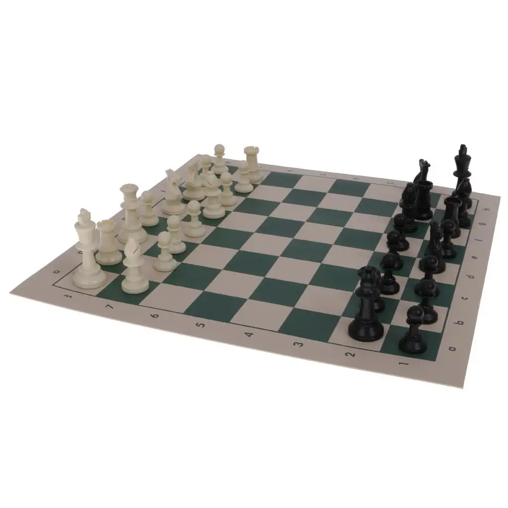 PU Leather Foldable Chess 32 Playing Pawns Set Family Game