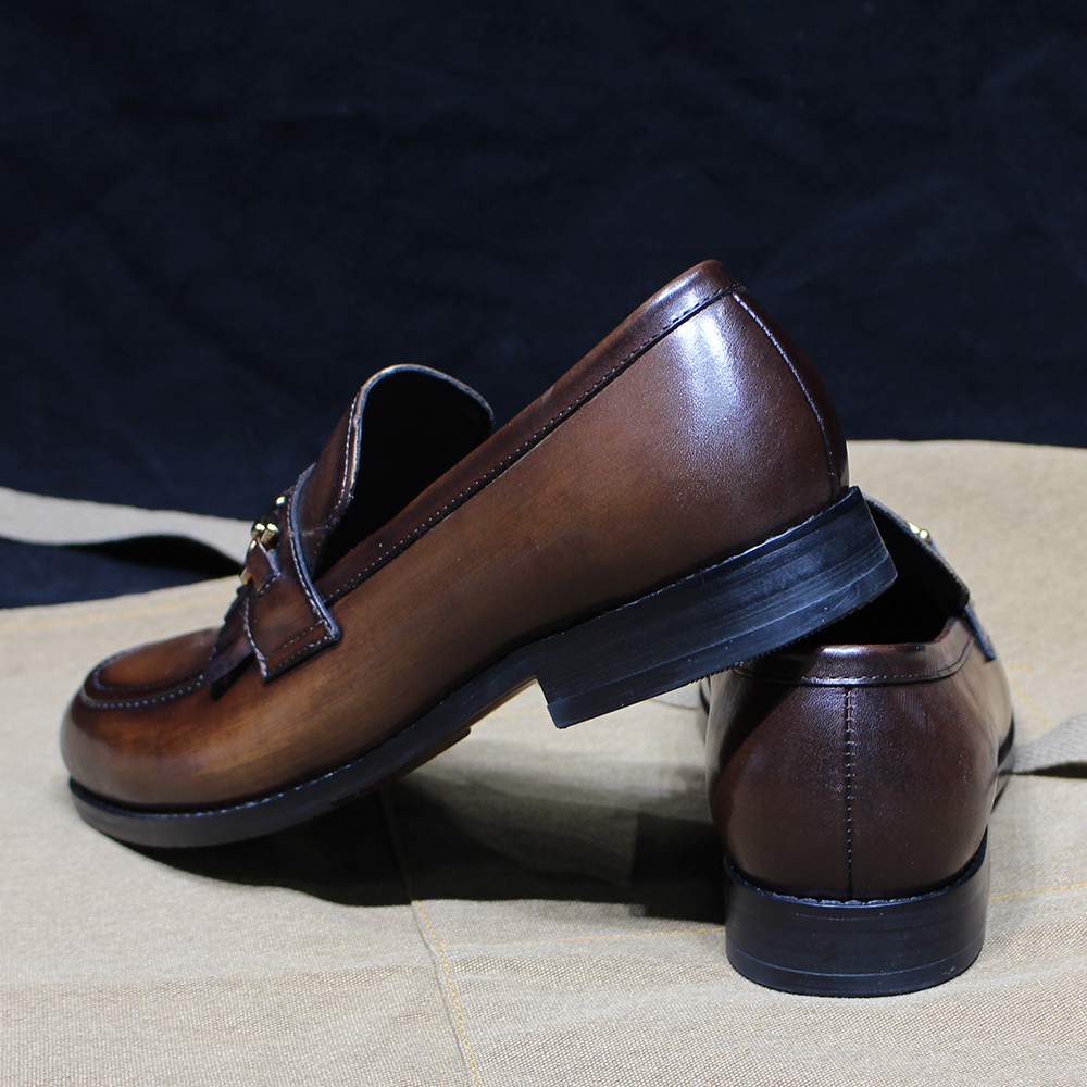 Klassische Herren-Loafer aus echtem Leder mit Quaste, für Hochzeit, Party, Kleid, Schuhe, Metallknopf-Detail, Büro, Freizeitkleidung – Detail 6