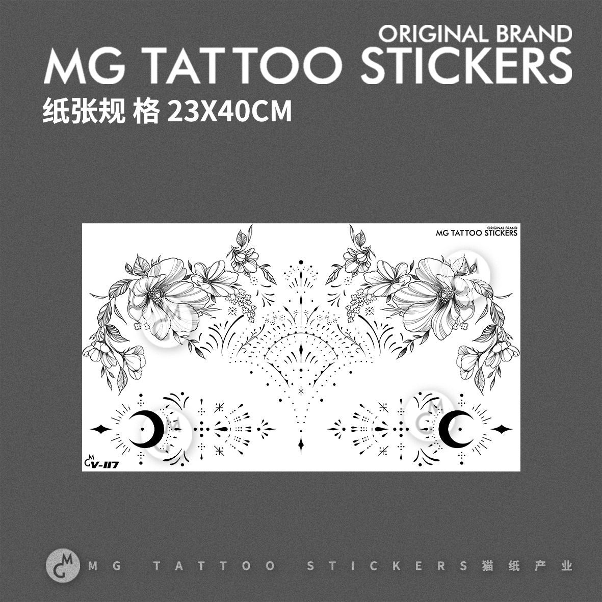 Punk Mond Totem Tattoos für Frauen Brust Sexy Kunst Blume Tattoo Aufkleber Wasserdicht Fake Tattoo Dauerhafte Schulter Temporäre Tattoo – Detail 1