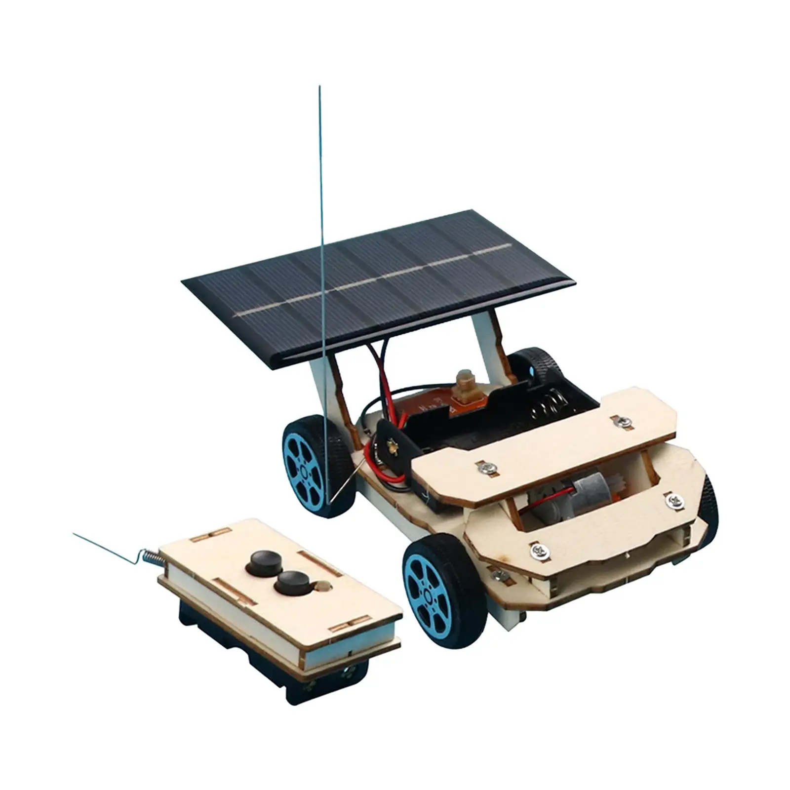Wooden Solar Wireless Remote Control Car Model Kits for Children Age 8-12