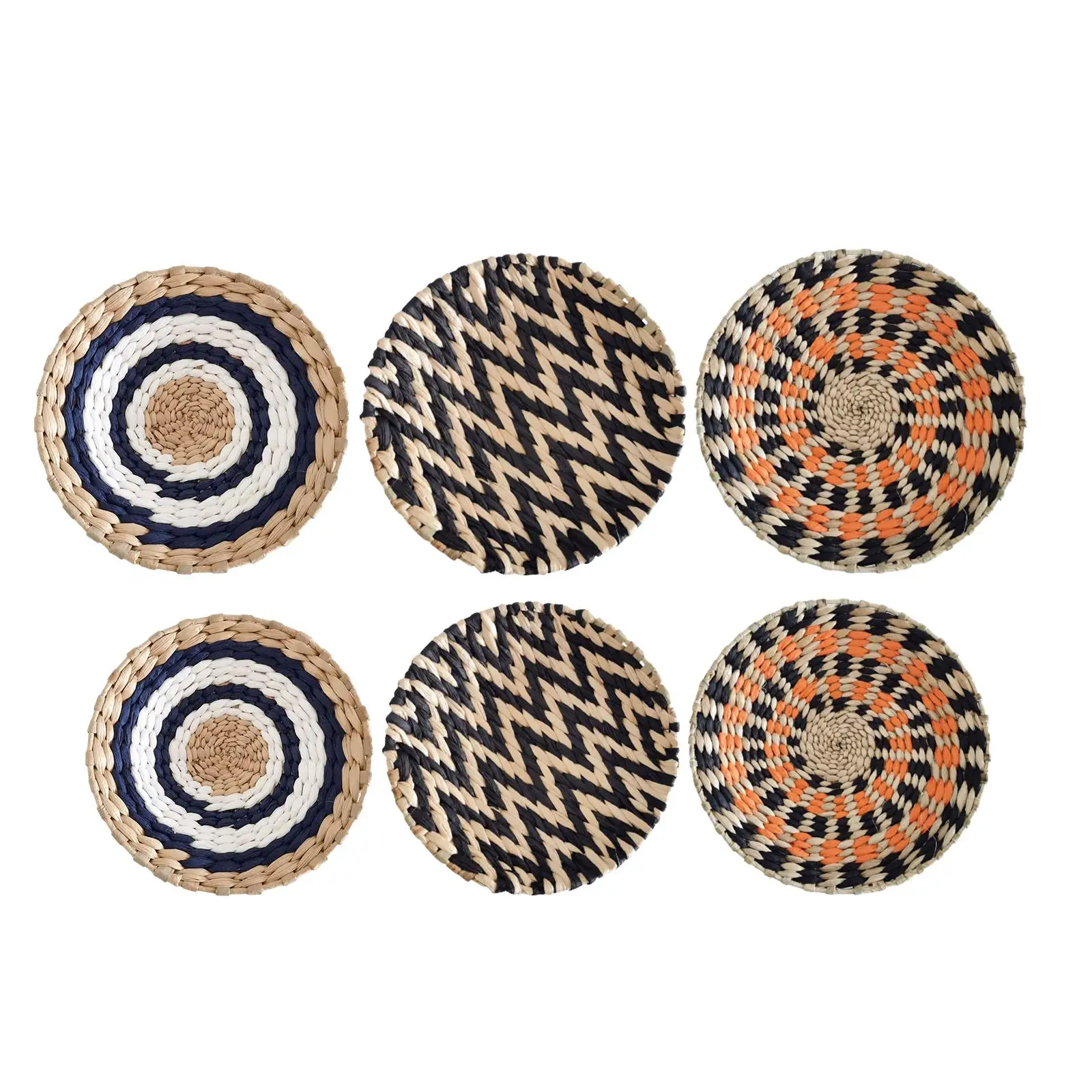 Woven Basket Wall Decor Unique Wall Art Seagrass Basket Handmade Decorative Flat Tray and Baskets for Home Living Room