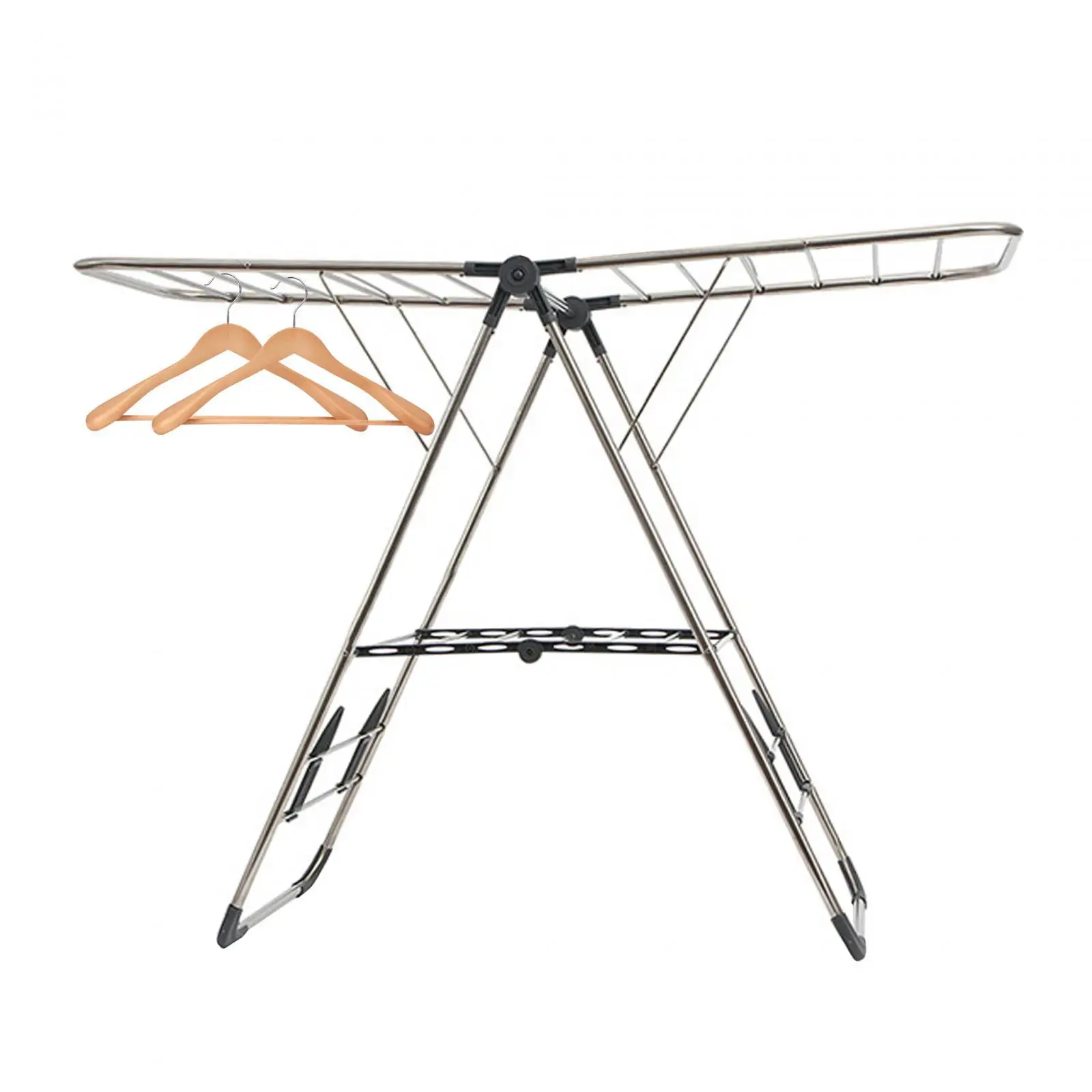 Folding Laundry Drying Rack Stand Height Adjustable for Backyard