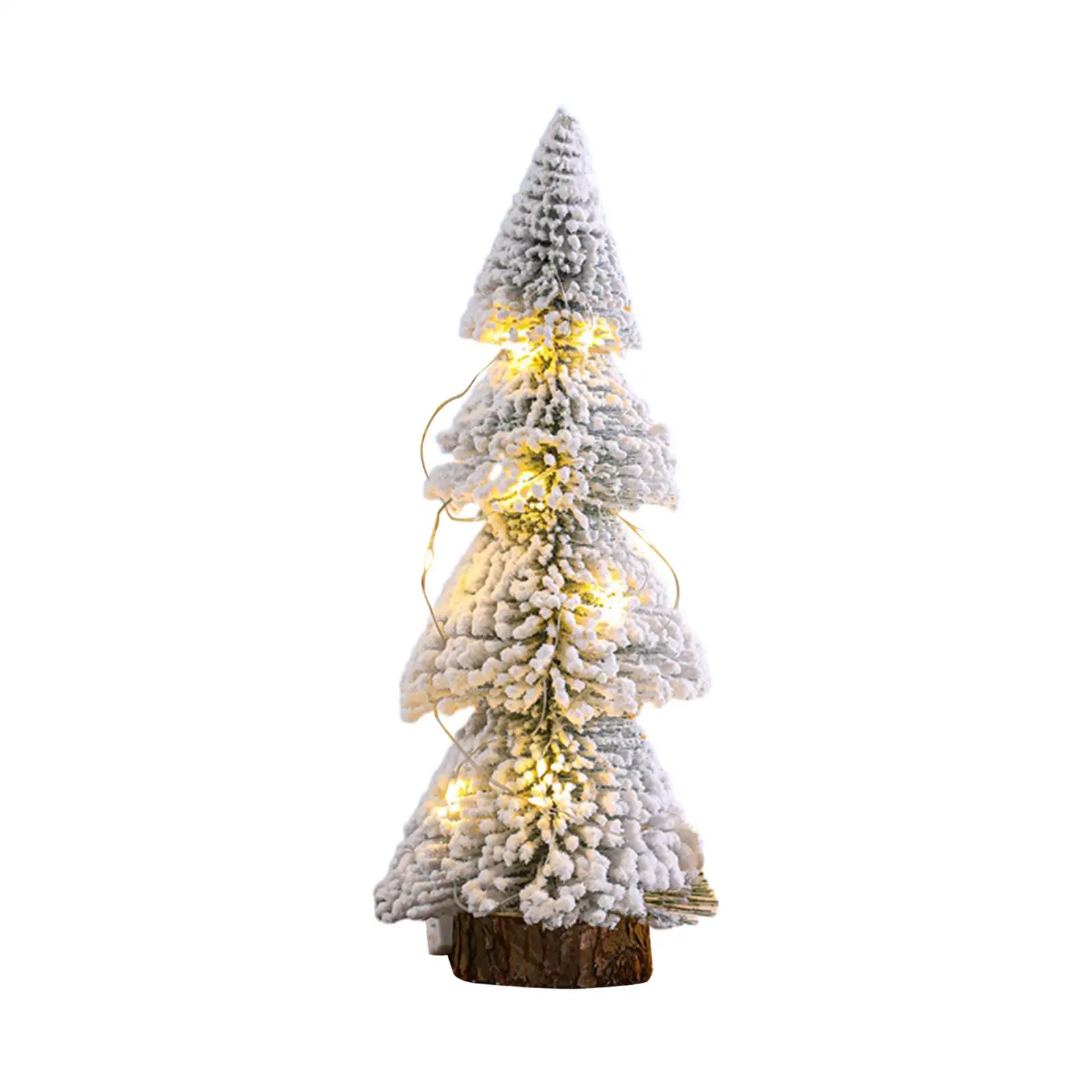 Snow Flocked Christmas Tree with LED Lights Vintage Artificial Mini Snowy Tree for Christmas Holiday Table Home Indoor