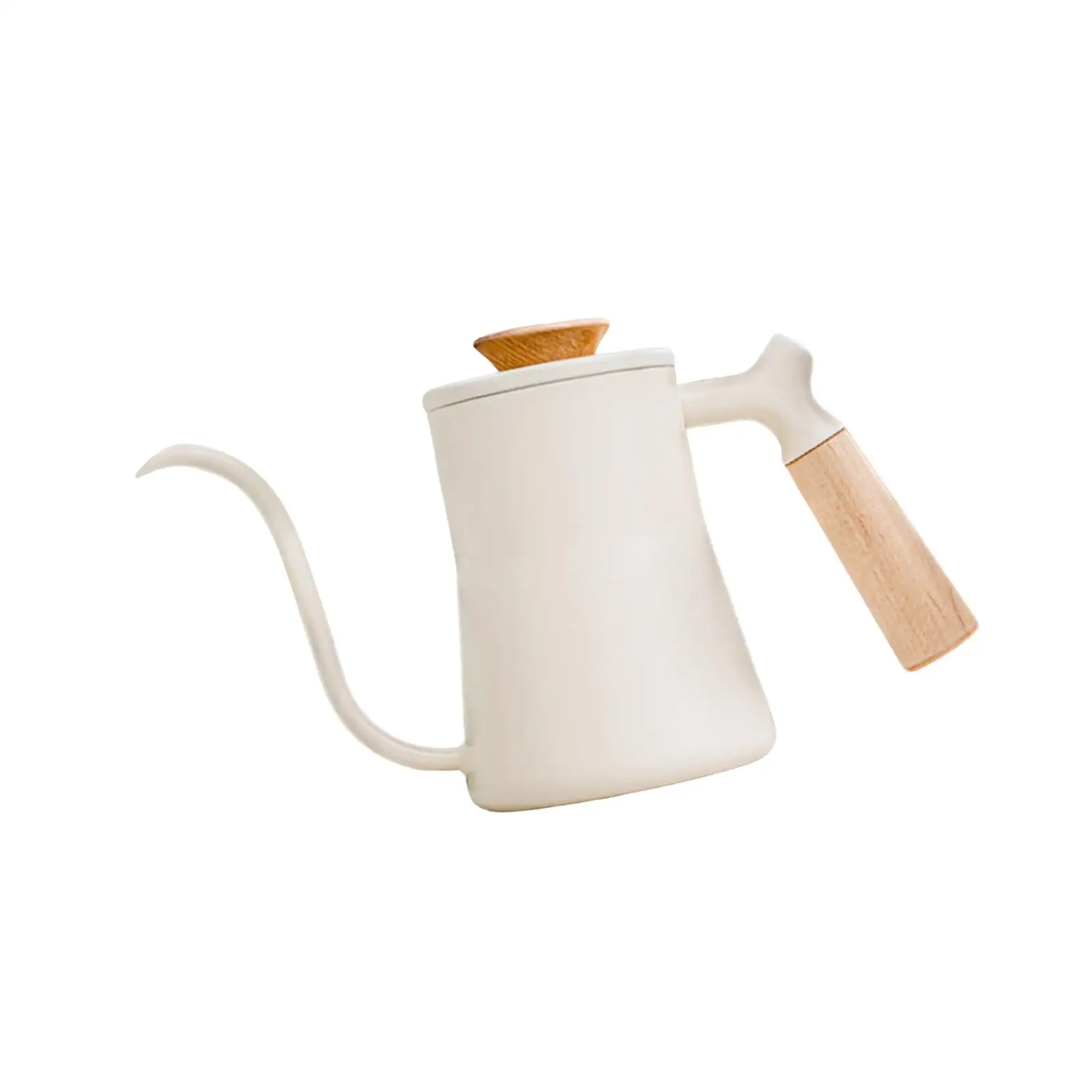 Gooseneck Pour over Coffee Kettle Wooden Handle 550ml with Lid Gooseneck Tea Kettle for Pour over Coffee and Tea All Stove Tops
