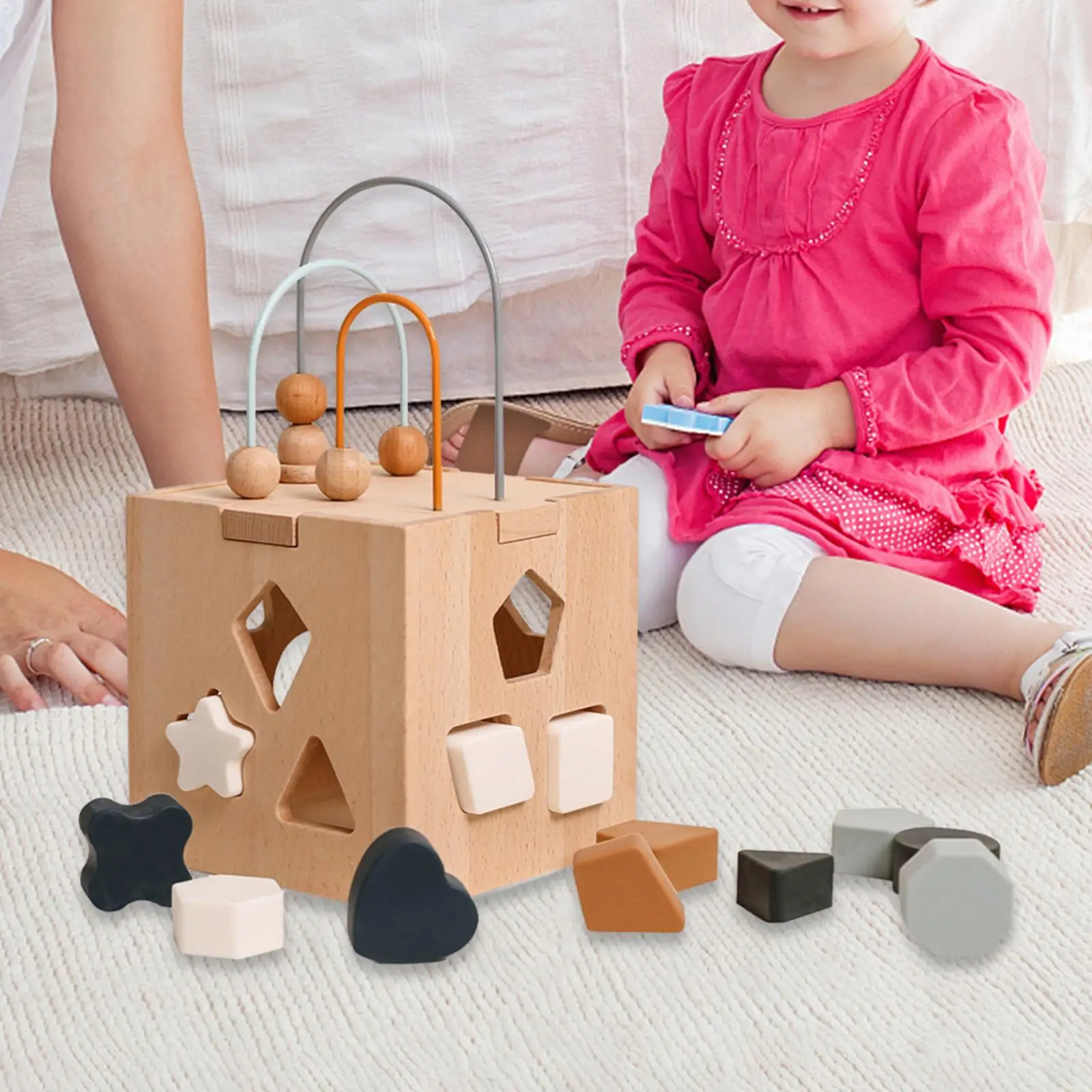 Baby Activity Cube Montessori Early Developmental Matching Sensory Montessori Shape Blocks for Imagination Activity Coordination