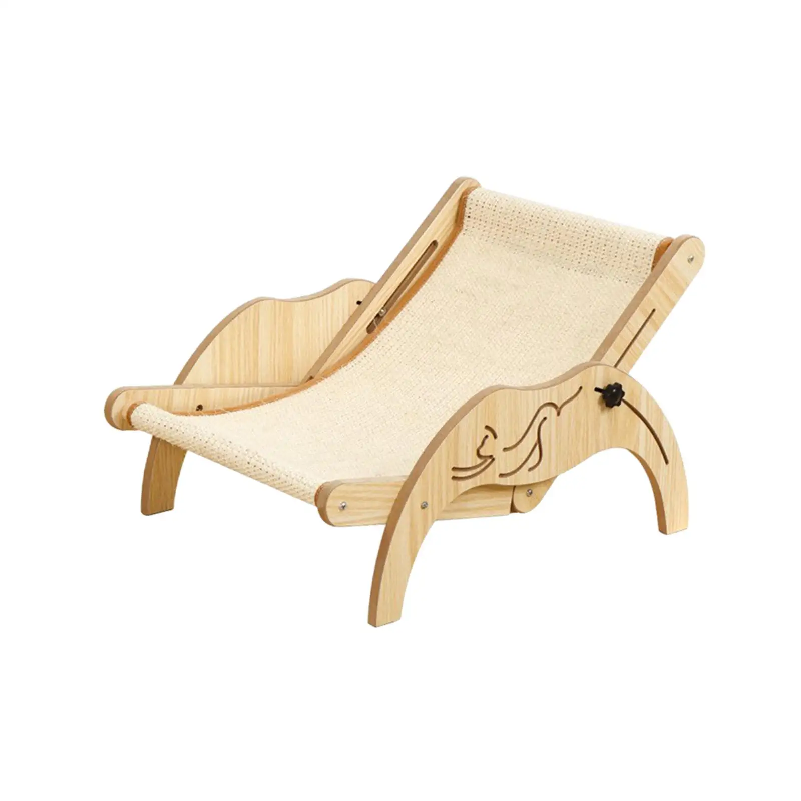 Cat Lounge Chair Adjustable Wood Cats Raised Bed Resting Comfortable Sleeping Cat Hammock Bed for Indoor Cats Rabbit Dogs Bunny