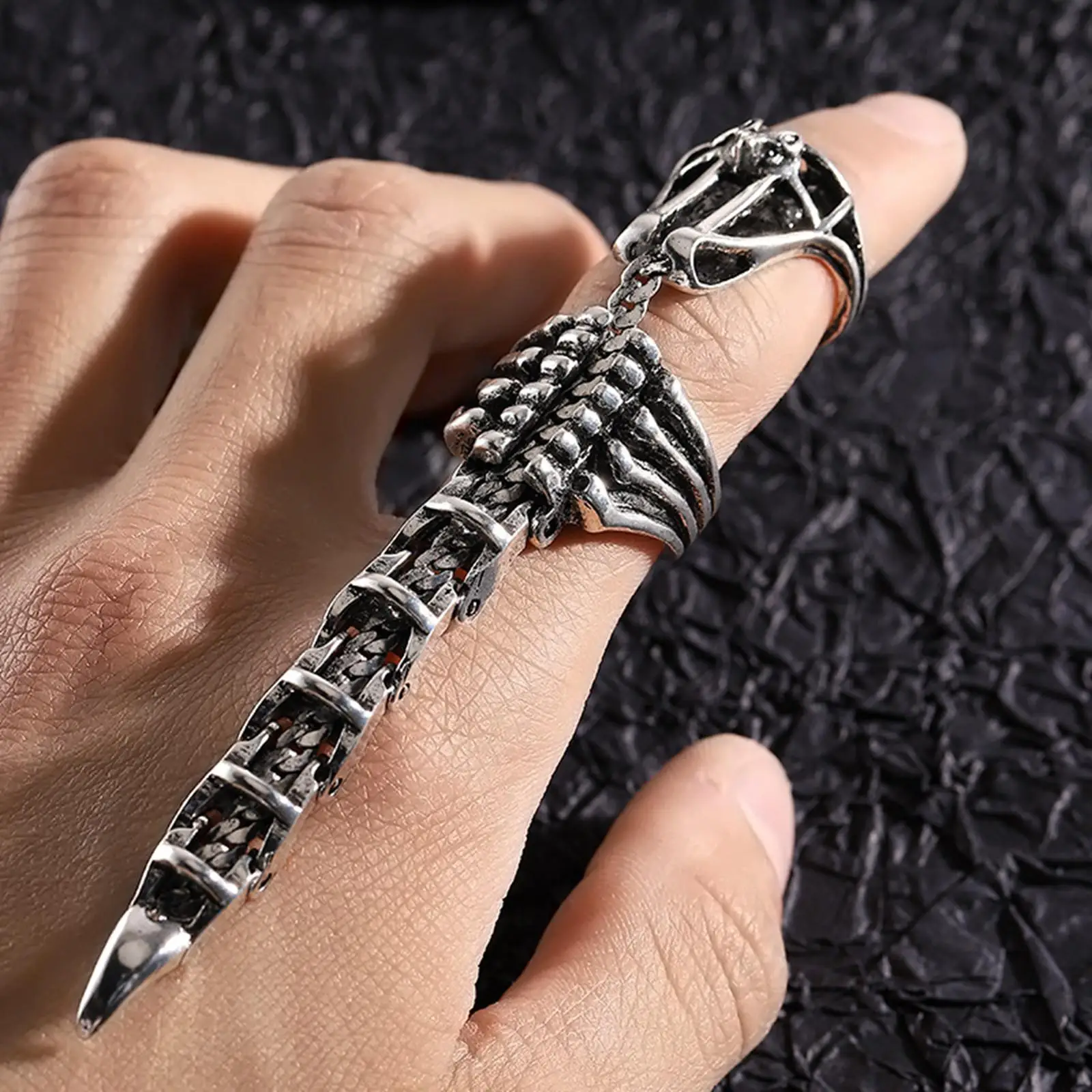 Silver Scorpion Ring Movable Trendy Cosplay Costume Accessries Movable  Retro Funny  Joint Finger Ring Hip Rings