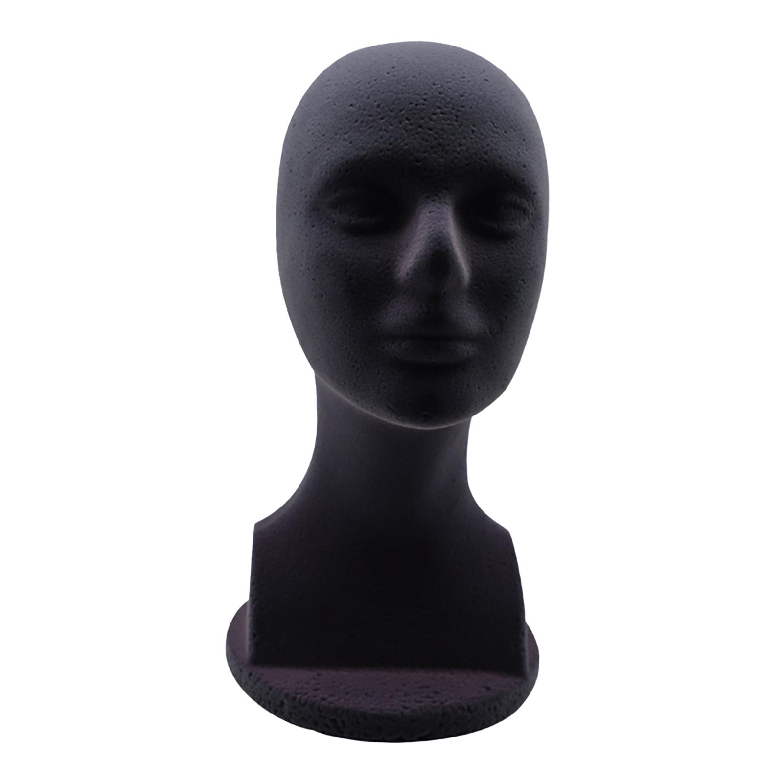 Description Picture 4 of itemMan Styrofoam Mannequin Head Model Hat Display Stand Black 48.5cm Head Circumference Accessories 12.6inch Tall DIY Stable Base