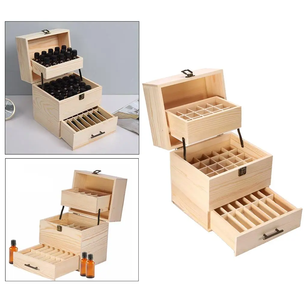 59 Grids  Essential Oil Storage Box Case Carrier Case Roller Bottles Display Organizer Container,  Wood