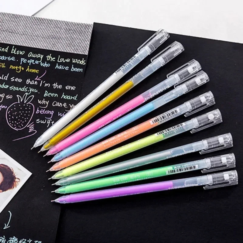 9 Teile/satz 0,6mm Weiß Gold Silber Tinte Farbe Fotoalbum Gel Stift Schreibwaren Büro Nette Scrapbooking Große Kapazität Stift für Kinder – Detail 4