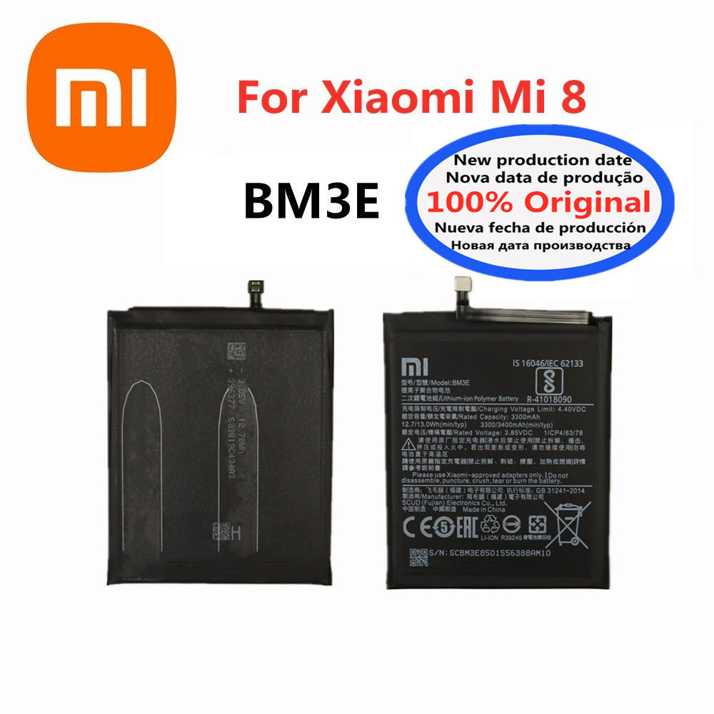 Новый оригинальный аккумулятор BM3E 3400 мАч Xiao Mi для телефона Xiaomi Mi  8 Mi8 M8 M 8, сменный аккумулятор большой емкости | AliExpress