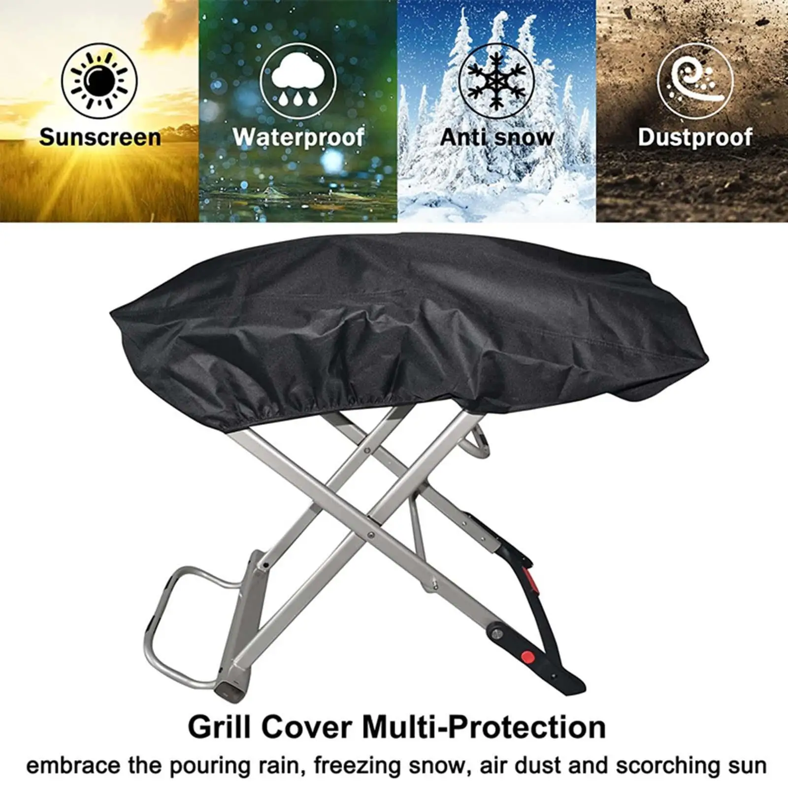 Foldable Grill Cover Stove Shield Waterproof Windproof Outdoor Protective Cover Furniture Cover for Barbecue Picnic Patio