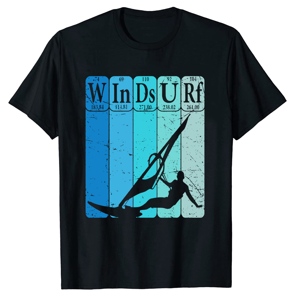 Vintage Windsurf Periodensystem Windsurfen Retro T Shirt Born To Kite T Shirt Windsurfen Geschenke T-shirt Kitesurfer T-shirt – Detail 3