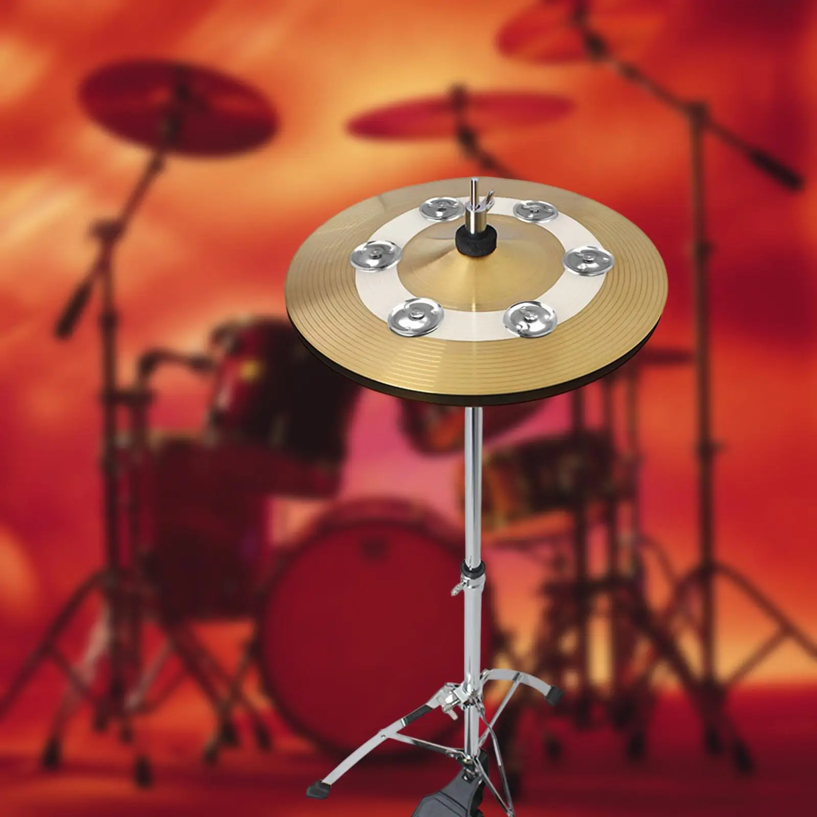 Cymbal Tambourine with Single Row Accessory Drum Set Performance Percussion Professional Hihat Tambourine Drum Cymbals Rings