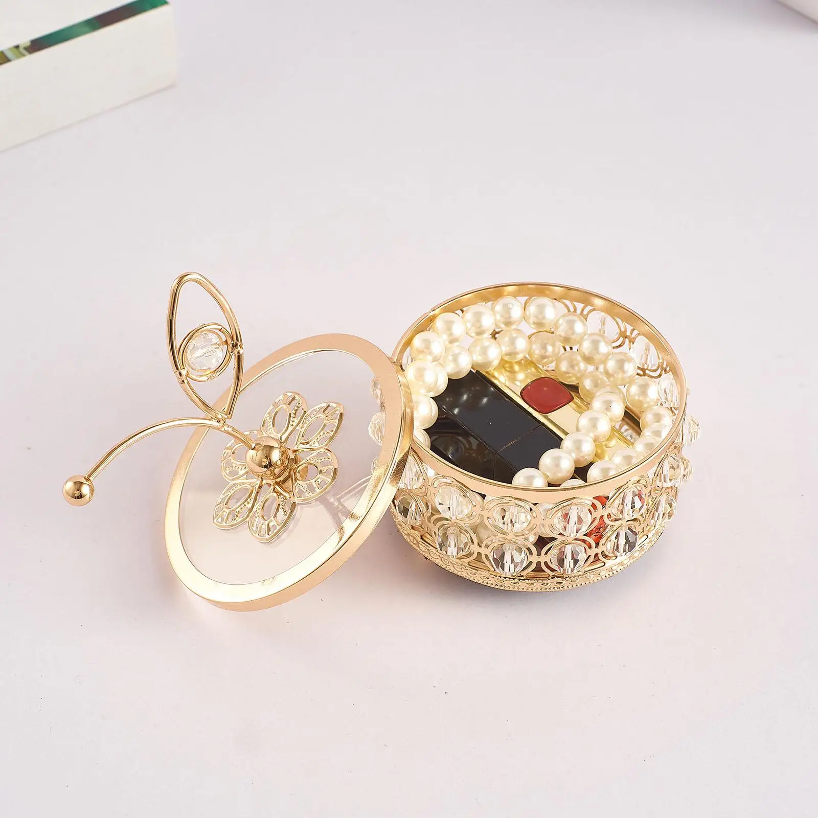 Crystal Jewelry Box Display Storage Organizer Case Jewelry Bracelets Keepsake Box for Valentine Bangle Body Jewelry Dresser