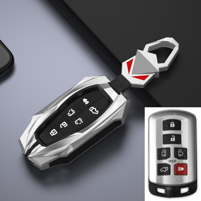 Custodia per chiave auto in lega di zinco per Toyota Sienna 2011-2020 Key Tacoma Smart Keyless Remote Keychain Protector 6 Button Key Bags - S88c52aa9989142a3a07d4123fe992d03F