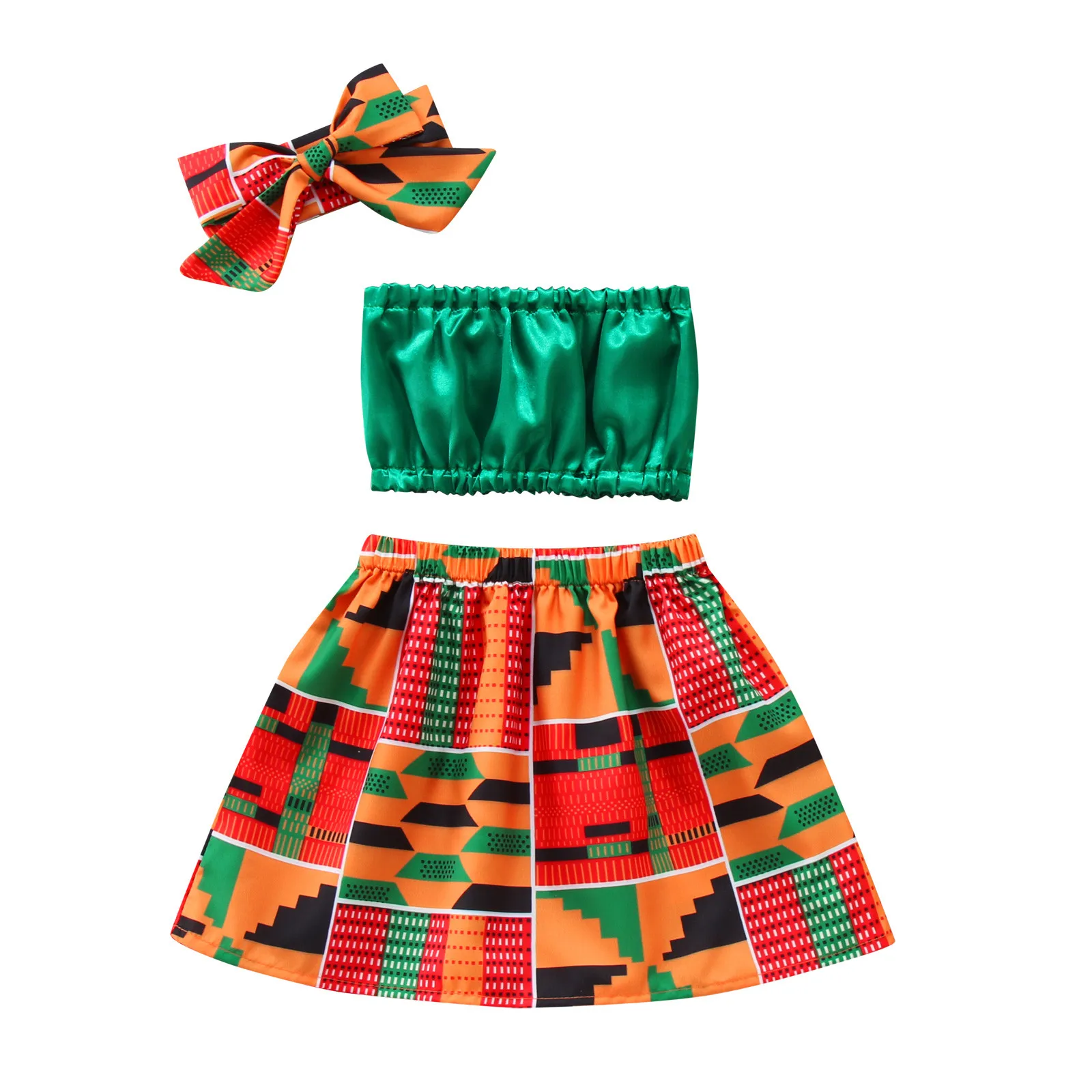 Toddler Kids Baby Girls Summer African Style Vest Tops Dashiki Skirts Headband Ankara 3Pcs Outfits Casual Infant Clothes Set baby knitted clothing set
