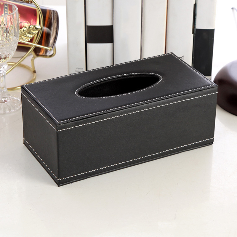 Description Picture 2 of itemPU Tissue Box Rectangle Paper Towel Holder Desktop Napkin Storage Container Kitchen Tissue Tray For Home Office
