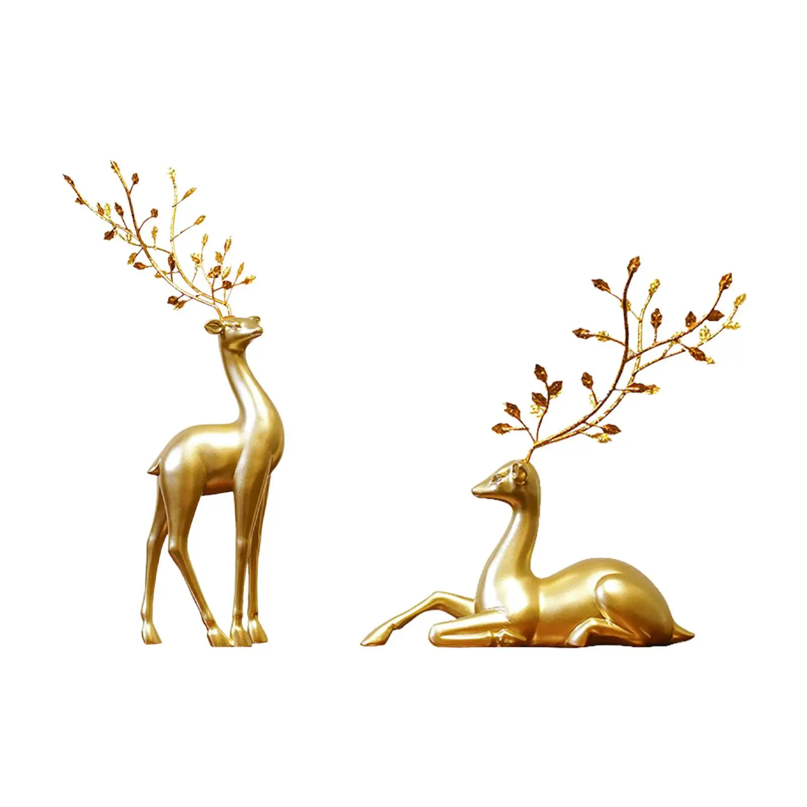 Lifelike Reindeer Figurine Elk Ornament Party Deer Figurine Statues for Desktop Table TV Cabinet Housewarming Gifts